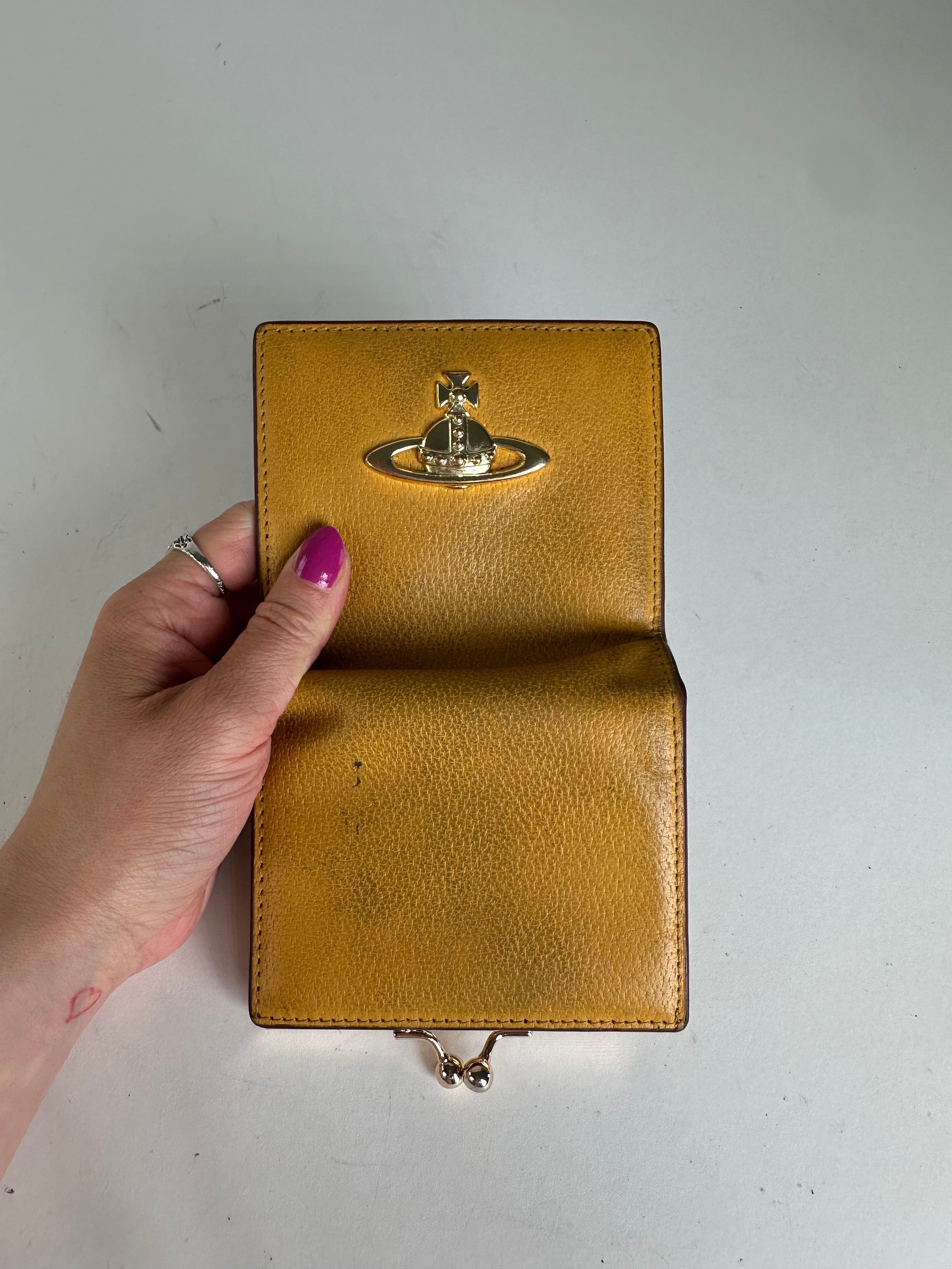 Vivienne Westwood Vintage Orb Leather Kiss-Lock Wallet Mustard Size ONE SIZE - 7 Thumbnail