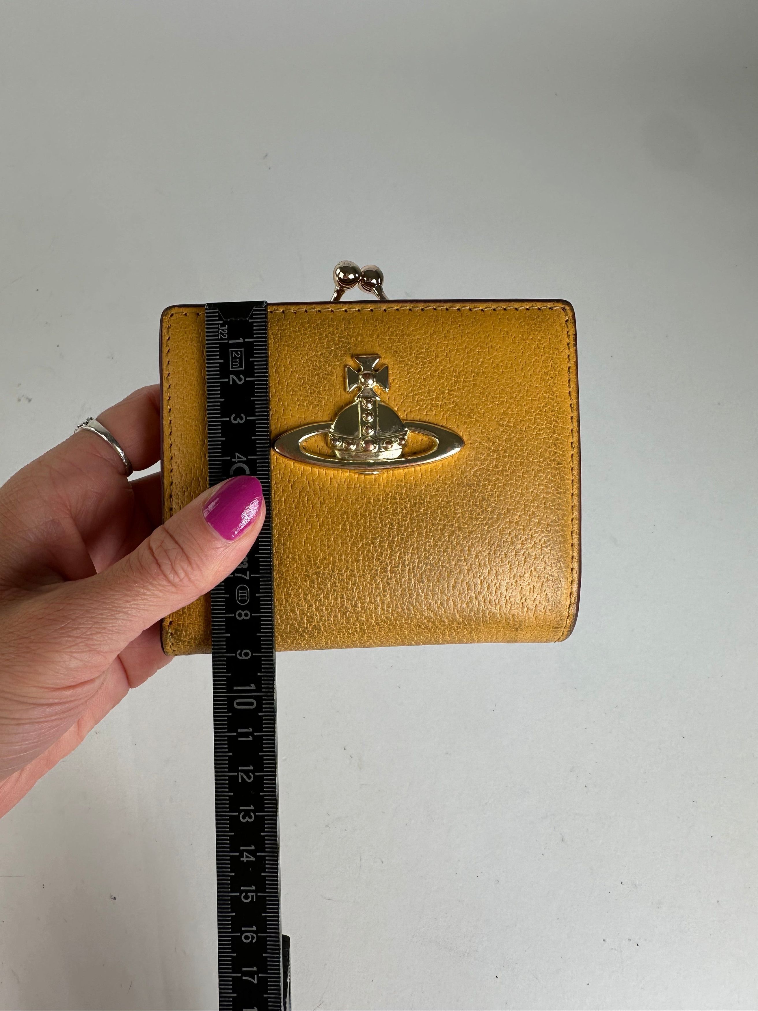 Vivienne Westwood Vintage Orb Leather Kiss-Lock Wallet Mustard Size ONE SIZE - 9 Thumbnail