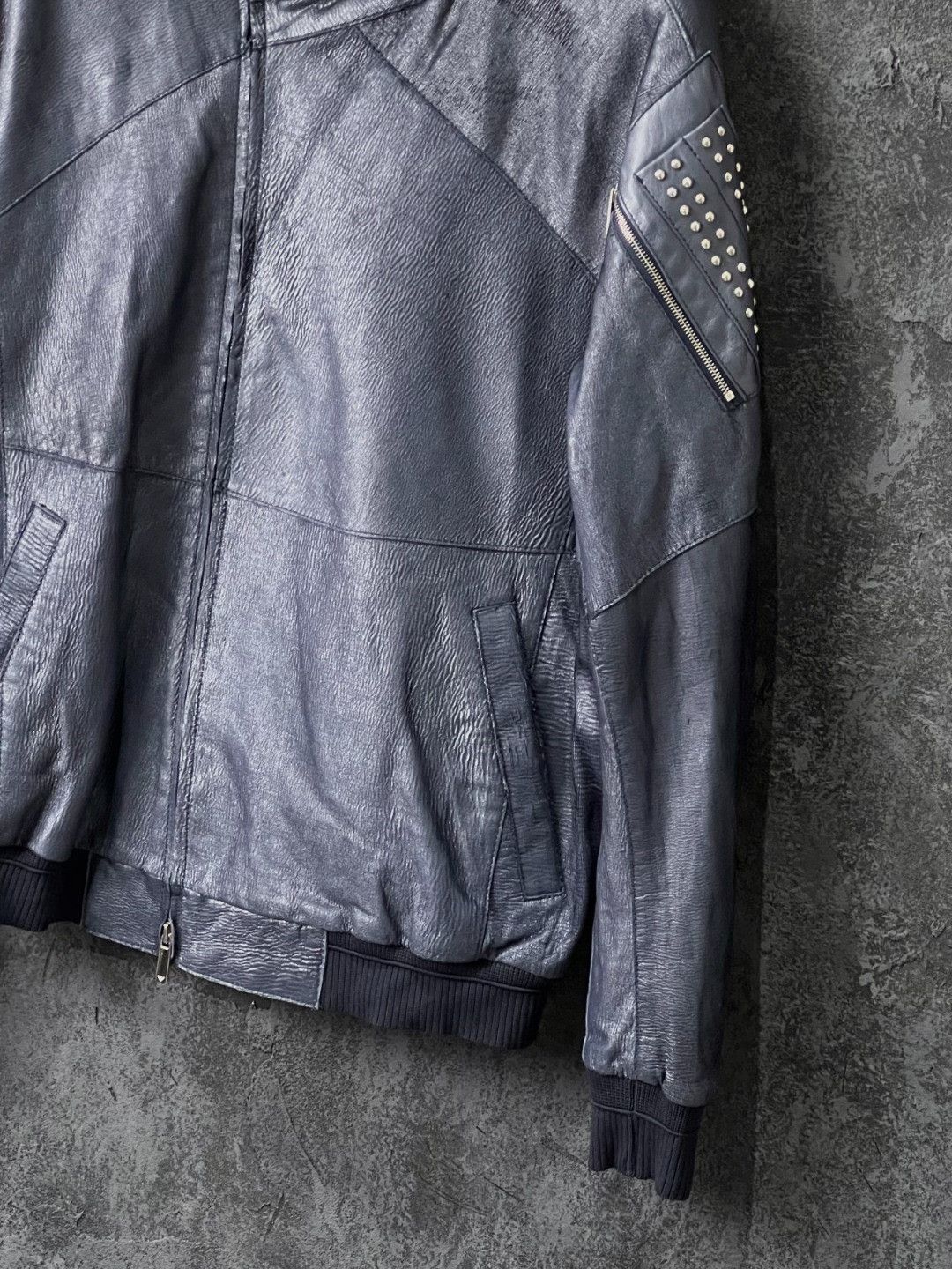 Armani Armani Leather Blue Leather Jacket m Men Size US M / EU 48-50 / 2 - 6 Thumbnail