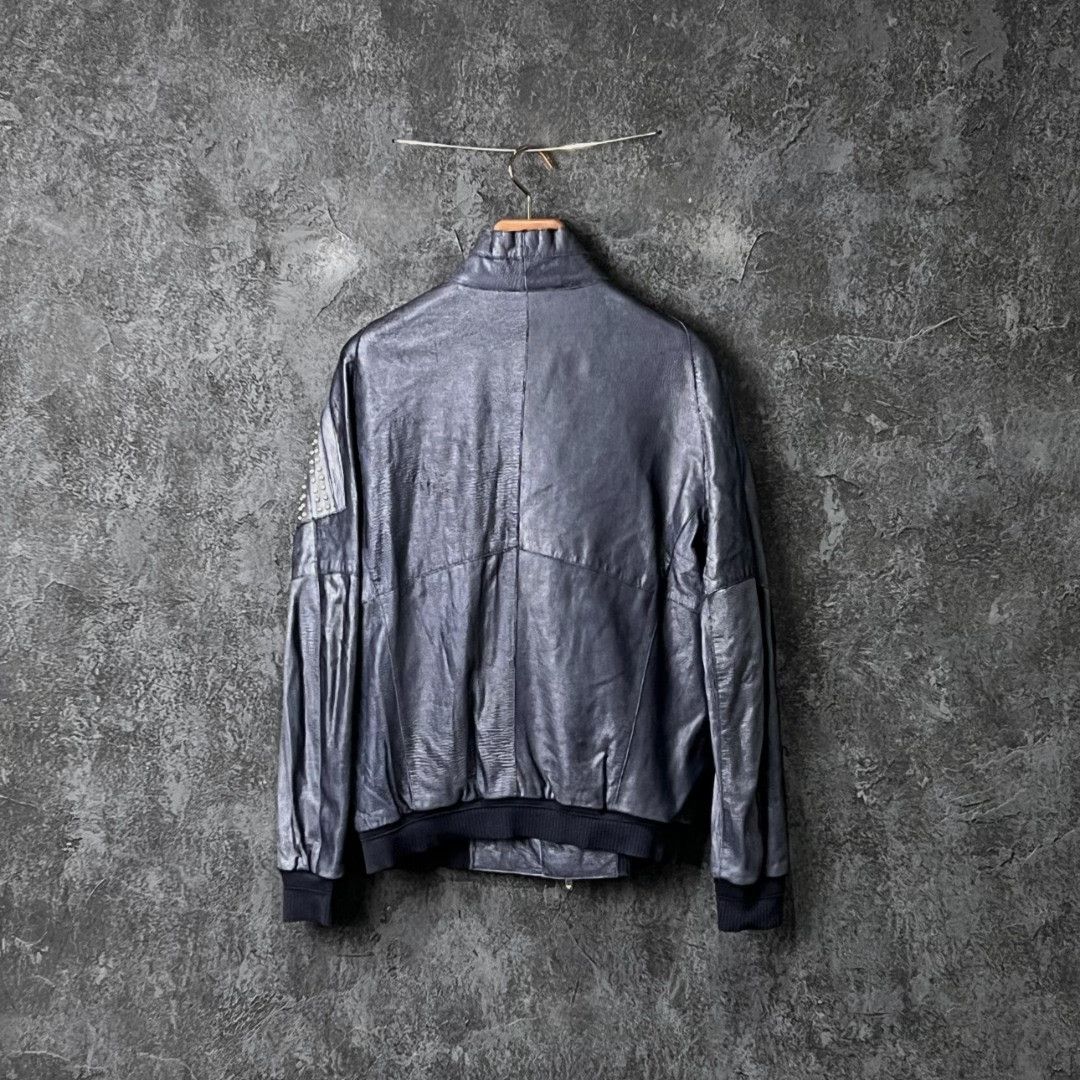 Armani Armani Leather Blue Leather Jacket m Men Size US M / EU 48-50 / 2 - 2 Thumbnail