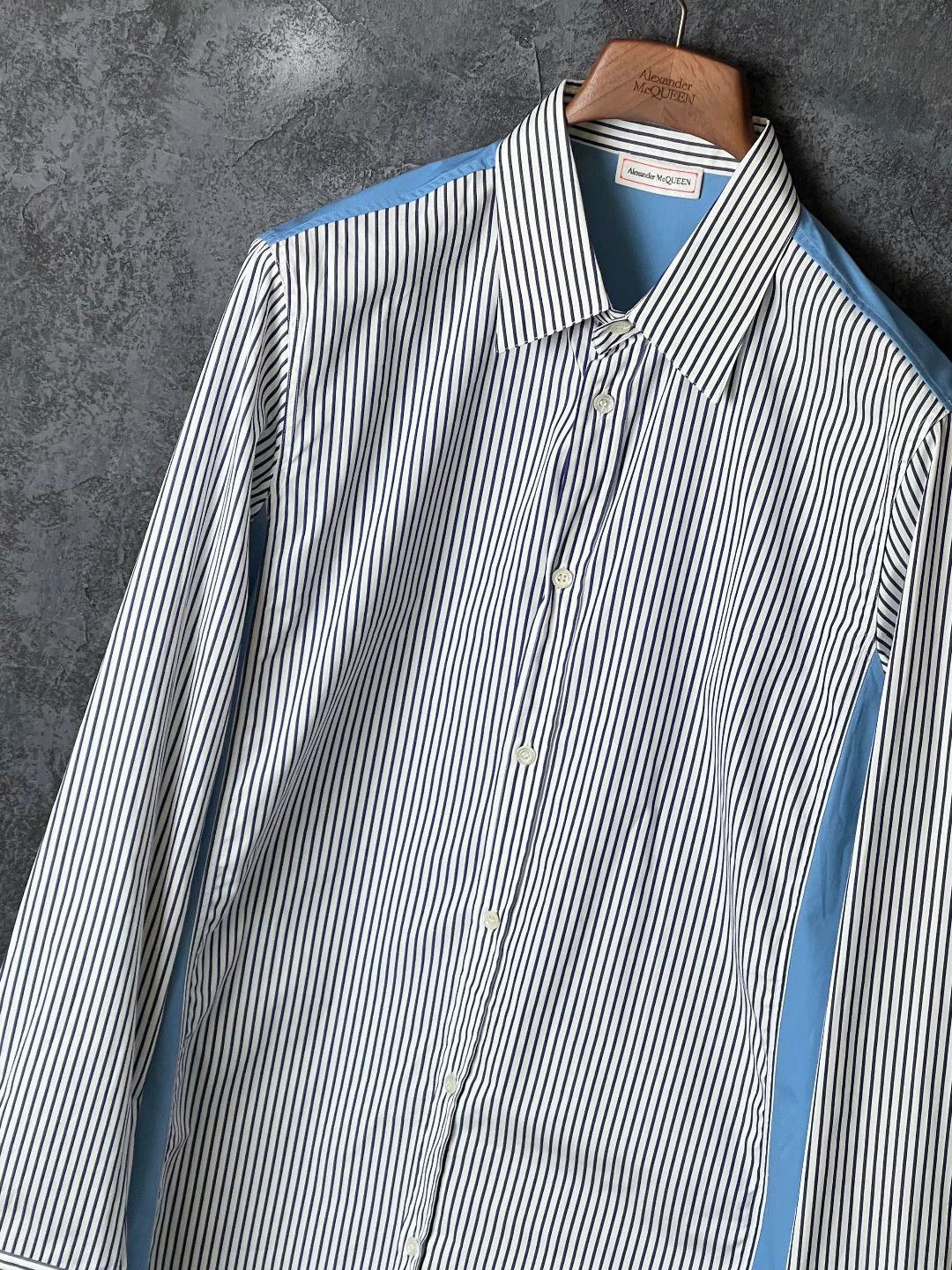 Alexander McQueen Alexander McQueen Cotton Striped Blue Shirt l Men Size US L / EU 52-54 / 3 - 4 Thumbnail