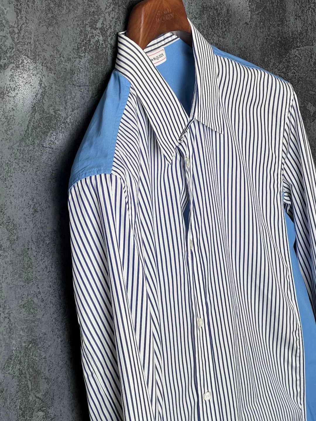 Alexander McQueen Alexander McQueen Cotton Striped Blue Shirt l Men Size US L / EU 52-54 / 3 - 5 Thumbnail