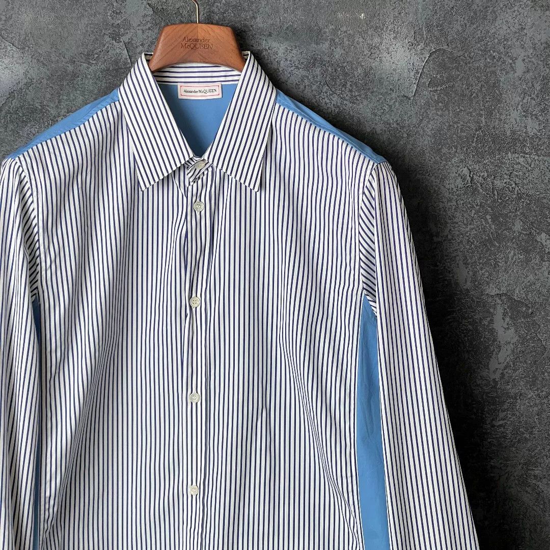 Alexander McQueen Alexander McQueen Cotton Striped Blue Shirt l Men Size US L / EU 52-54 / 3 - 3 Thumbnail