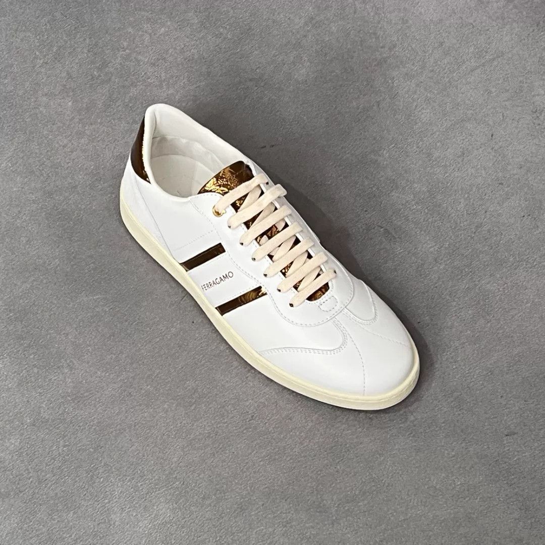 Salvatore Ferragamo Salvatore Ferragamo Leather Gold Lowtop Sneakers 6.5 Men Size US 6.5 / EU 39-40 - 5 Thumbnail