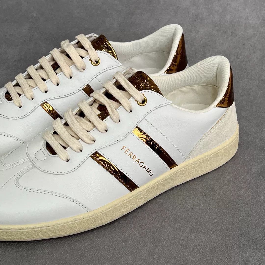 Salvatore Ferragamo Salvatore Ferragamo Leather Gold Lowtop Sneakers 6.5 Men Size US 6.5 / EU 39-40 - 2 Thumbnail