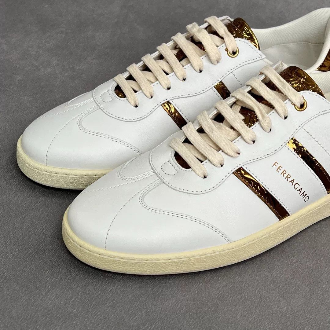 Salvatore Ferragamo Salvatore Ferragamo Leather Gold Lowtop Sneakers 6.5 Men Size US 6.5 / EU 39-40 - 3 Thumbnail