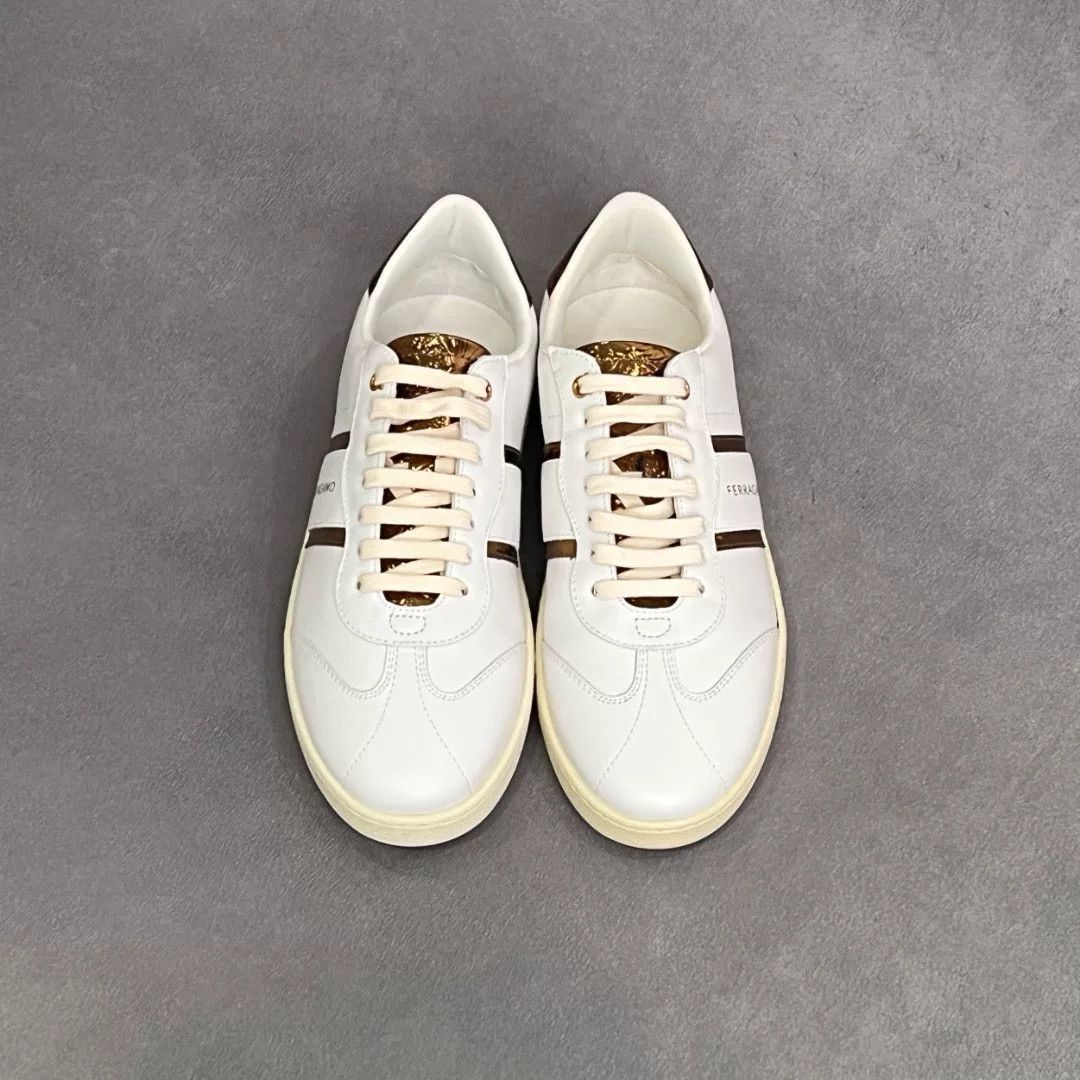 Salvatore Ferragamo Salvatore Ferragamo Leather Gold Lowtop Sneakers 6.5 Men Size US 6.5 / EU 39-40 - 7 Thumbnail