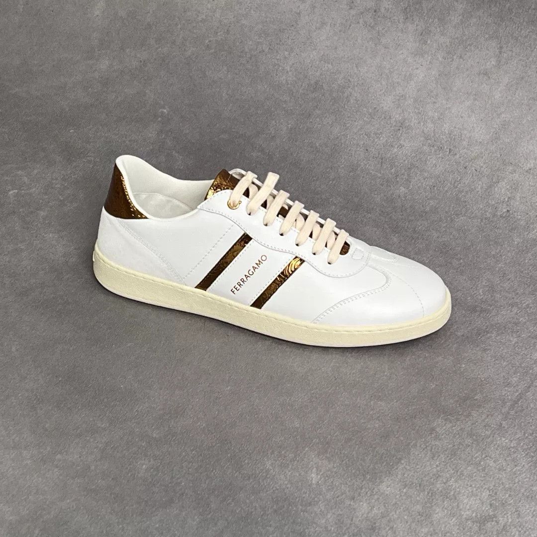 Salvatore Ferragamo Salvatore Ferragamo Leather Gold Lowtop Sneakers 6.5 Men Size US 6.5 / EU 39-40 - 4 Thumbnail