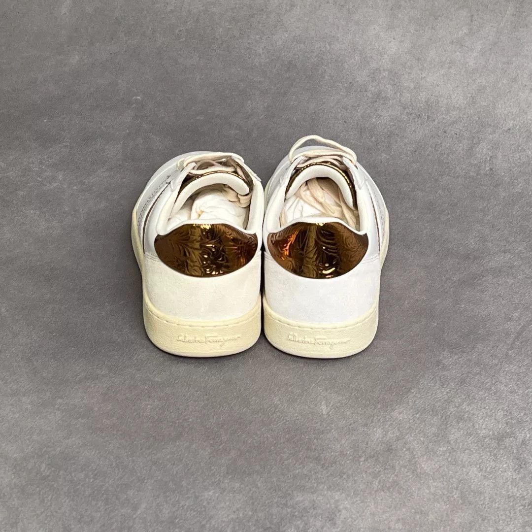 Salvatore Ferragamo Salvatore Ferragamo Leather Gold Lowtop Sneakers 6.5 Men Size US 6.5 / EU 39-40 - 8 Thumbnail