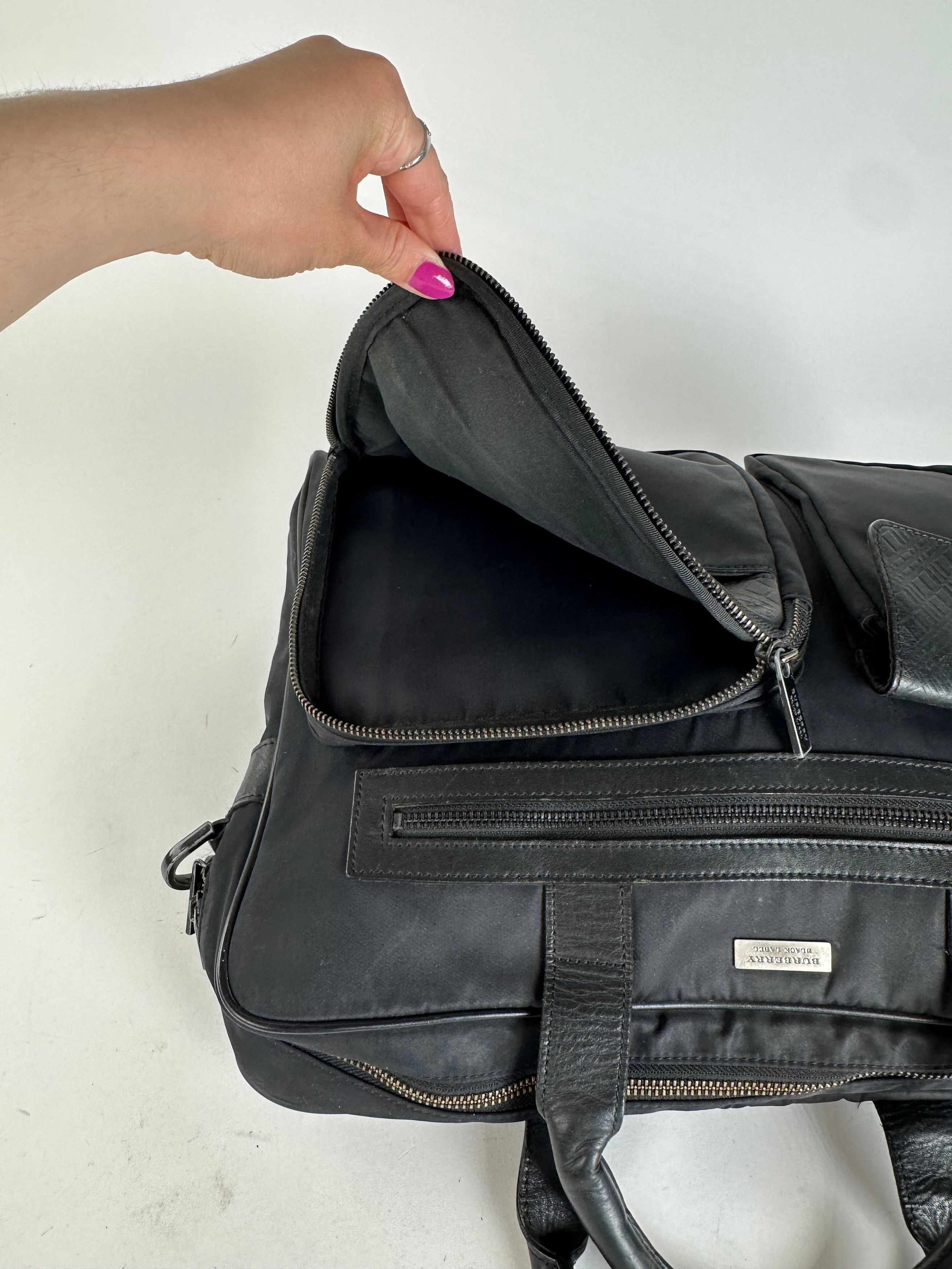 Burberry Vintage Black Label Embossed Check Nylon Briefcase Black Size ONE SIZE - 10 Thumbnail