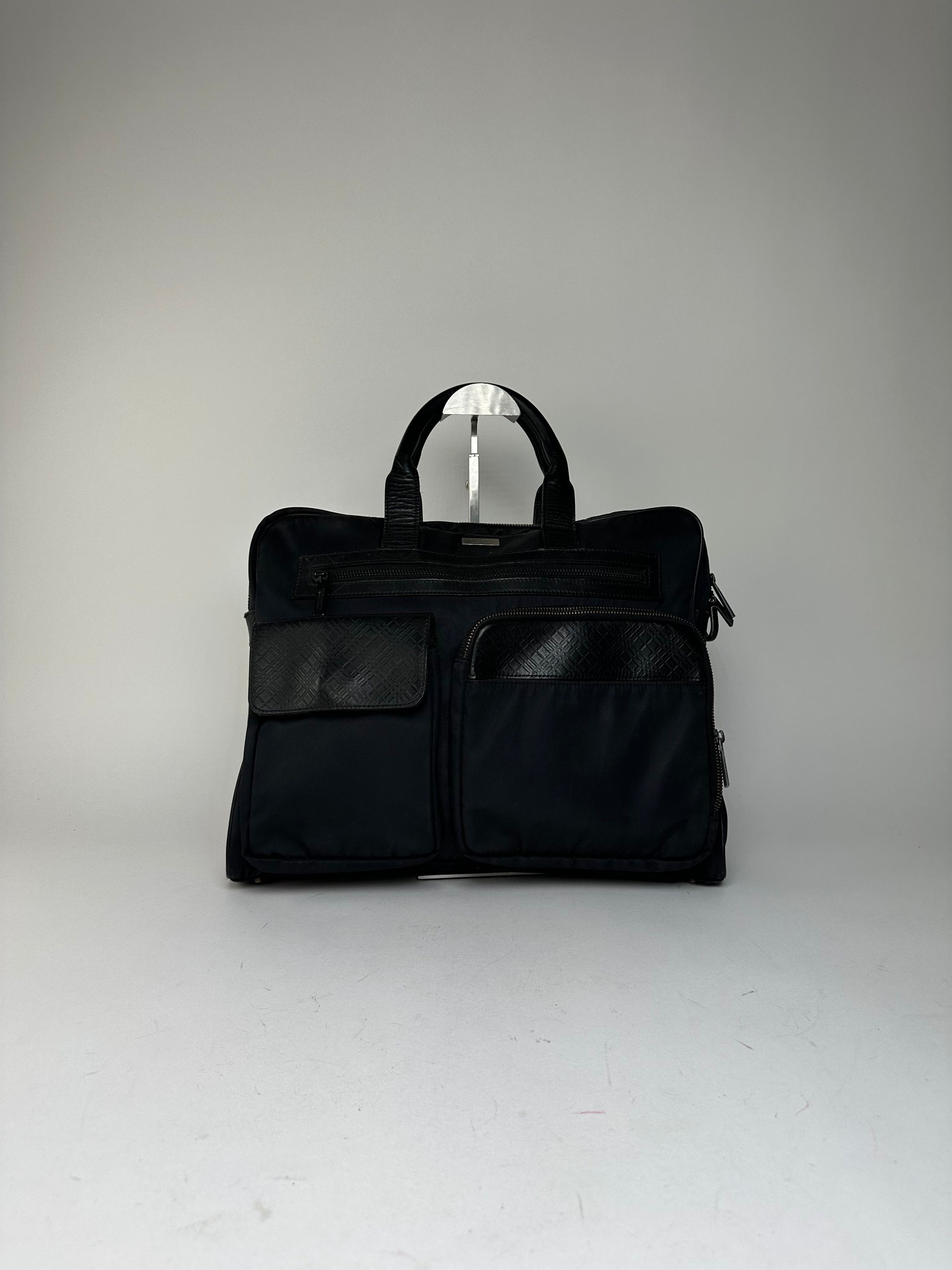 Burberry Vintage Black Label Embossed Check Nylon Briefcase Black Size ONE SIZE - 12 Thumbnail