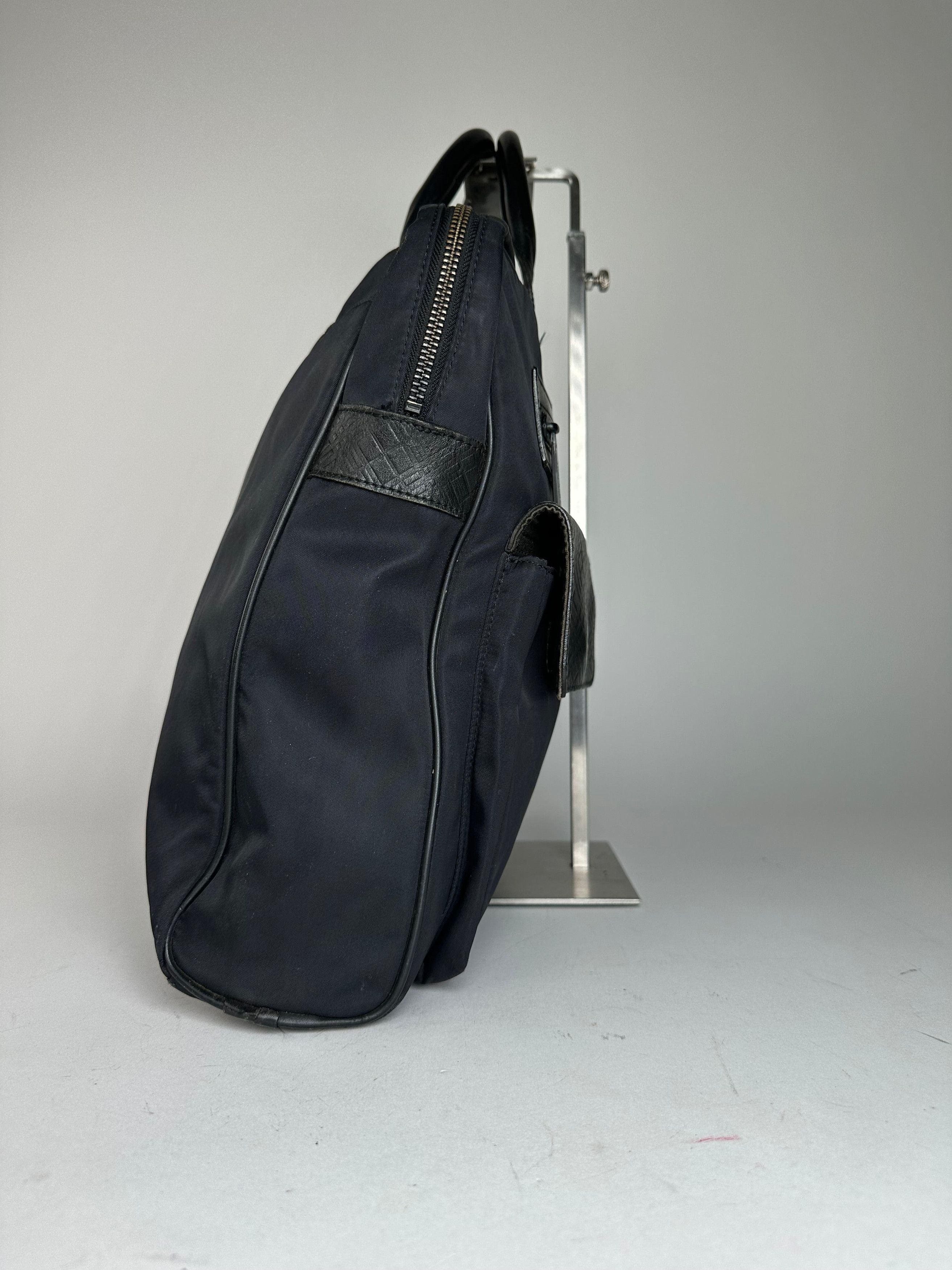 Burberry Vintage Black Label Embossed Check Nylon Briefcase Black Size ONE SIZE - 5 Thumbnail