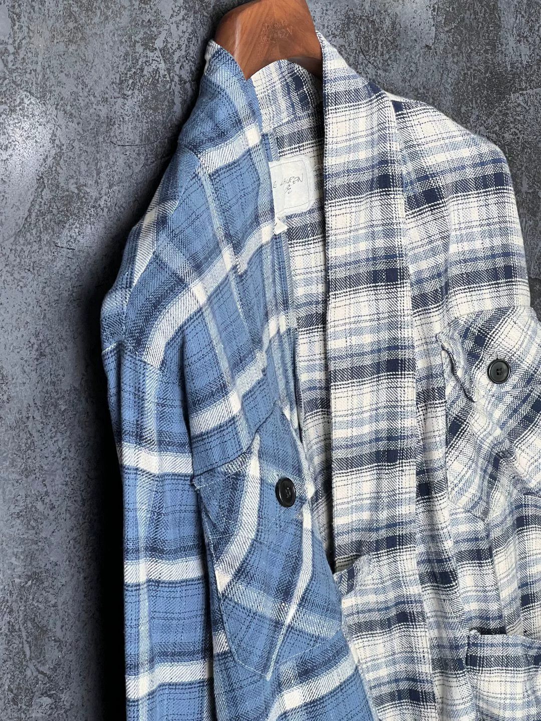 Greg Lauren Greg Lauren Cotton Plaid Blue Light Jacket m Men Size US M / EU 48-50 / 2 - 4 Thumbnail