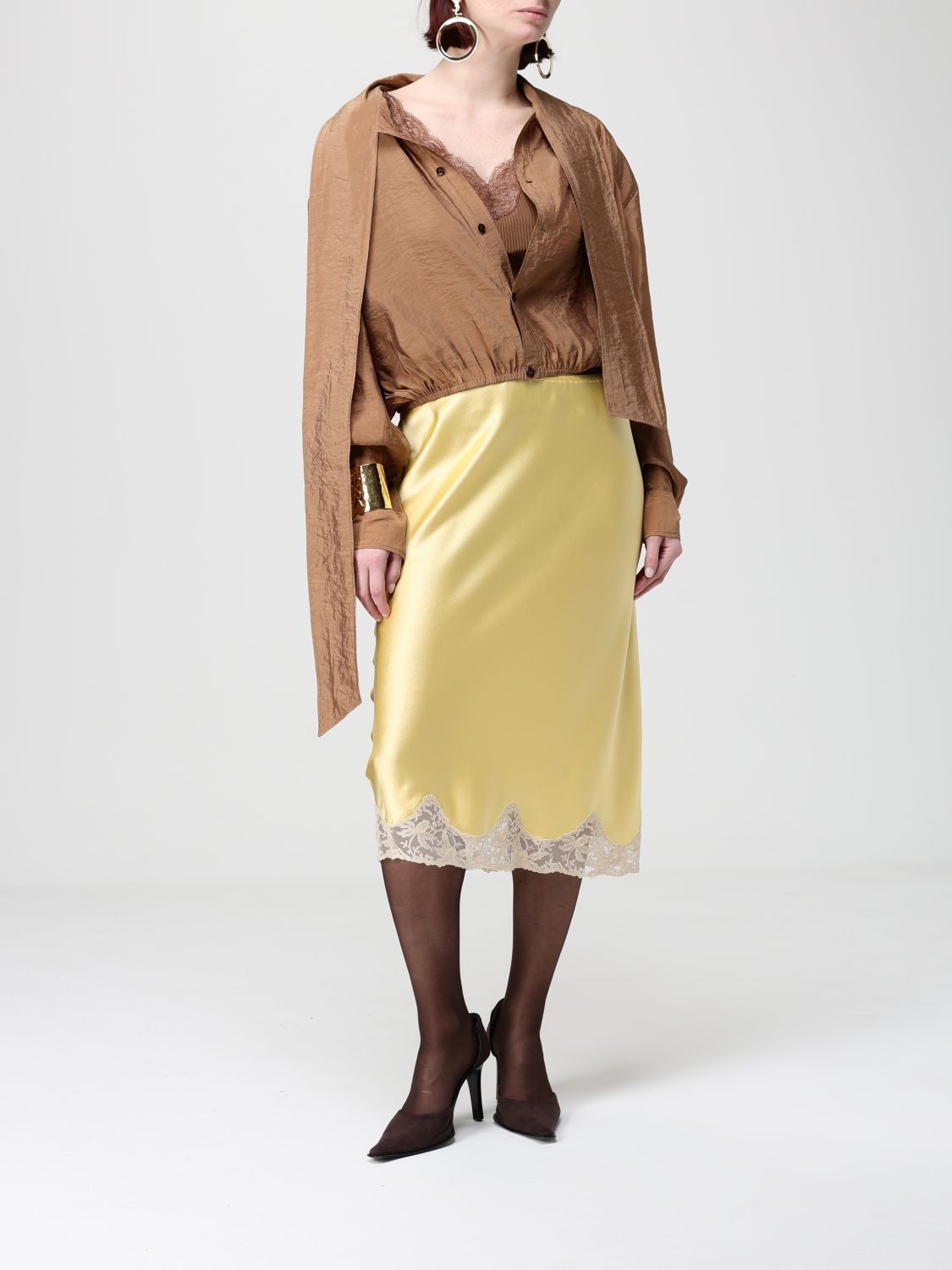 Saint Laurent Paris Saint Laurent Shirt Woman Brown Size XS / US 0-2 / IT 36-38 - 2 Thumbnail