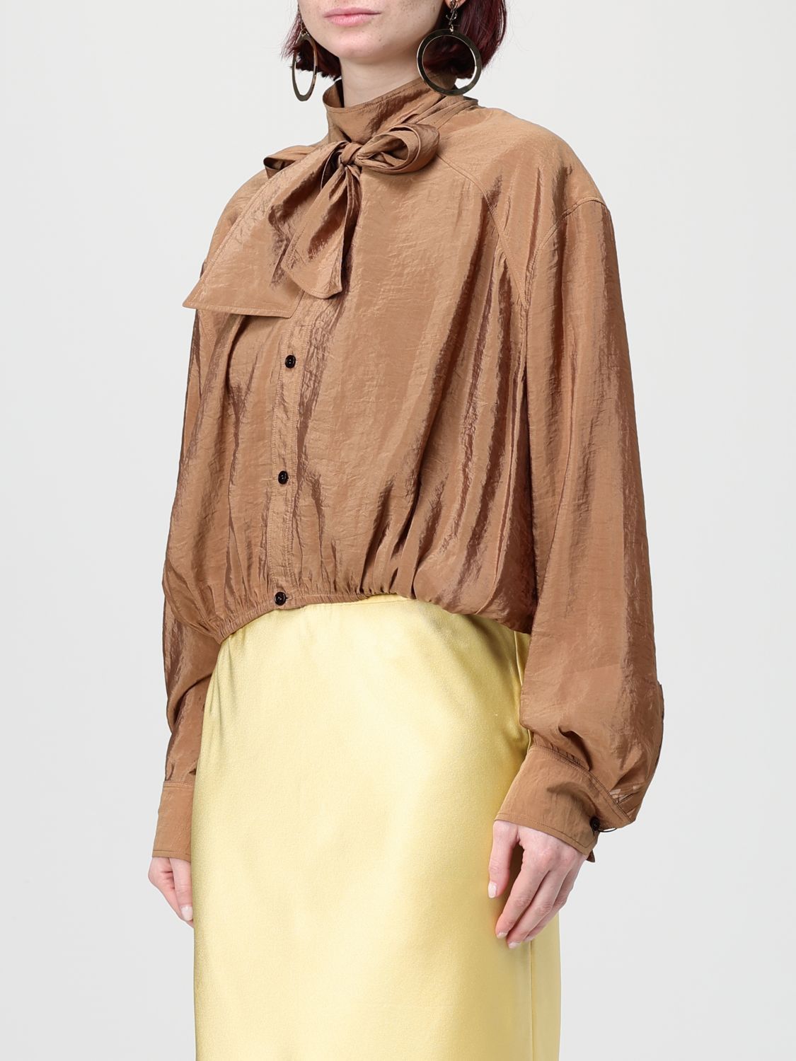 Saint Laurent Paris Saint Laurent Shirt Woman Brown Size XS / US 0-2 / IT 36-38 - 4 Thumbnail