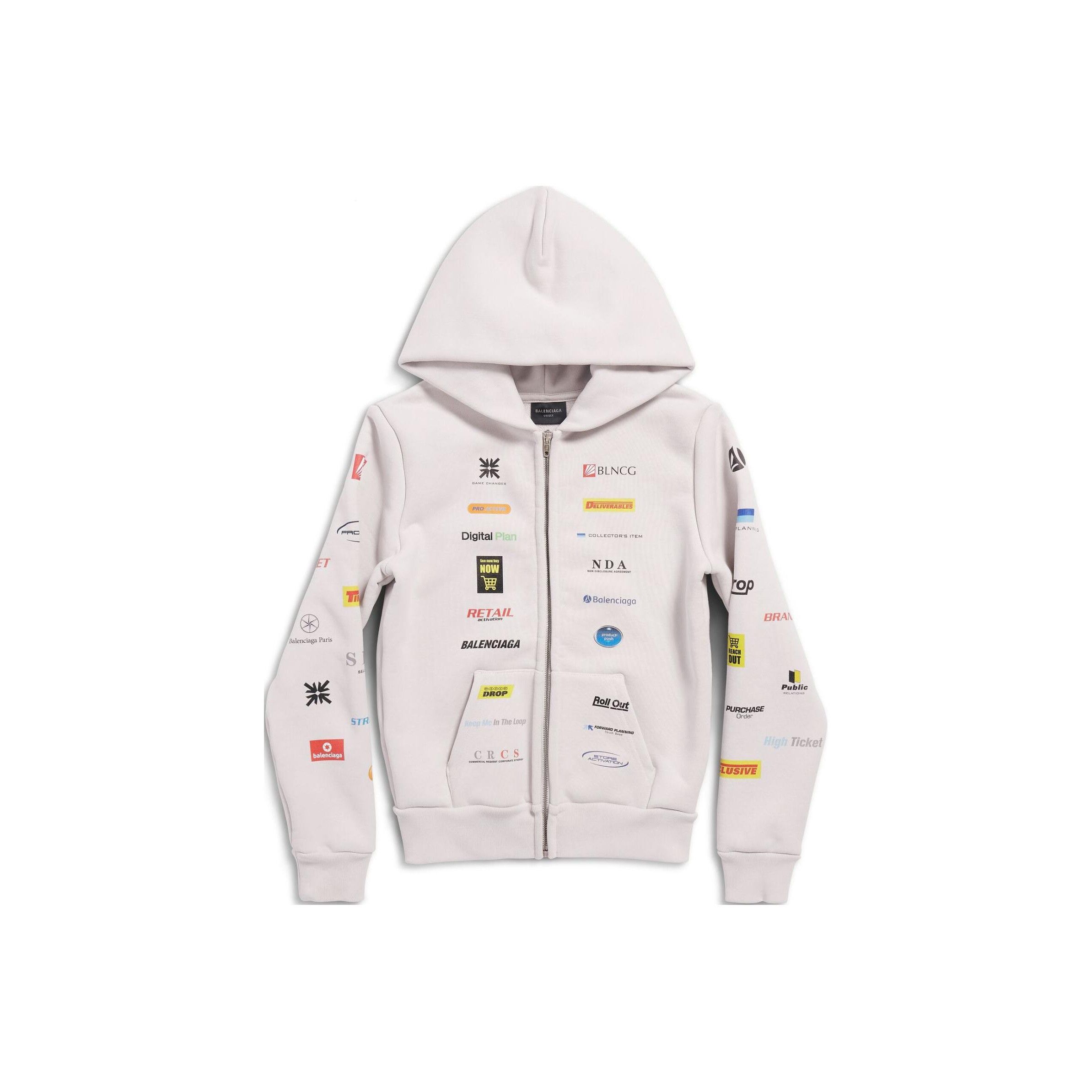 Balenciaga Balenciaga Multi-Logo Print Zip Hoodie M Size US M / EU 48-50 / 2 - 2 Thumbnail
