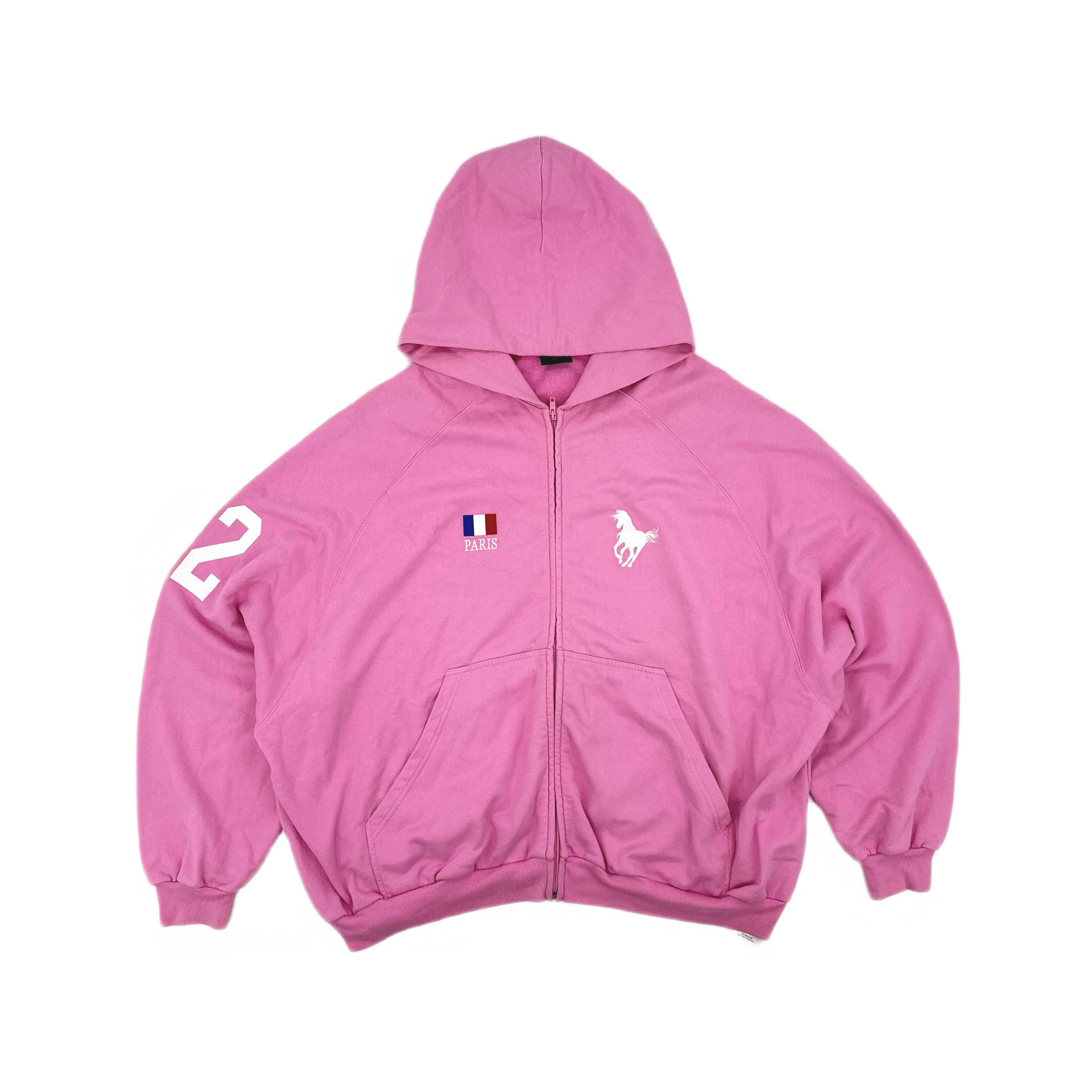 Balenciaga Balenciaga Pink Numeric Zip-Up Hoodie Size 2 Size US M / EU 48-50 / 2 - 2 Thumbnail