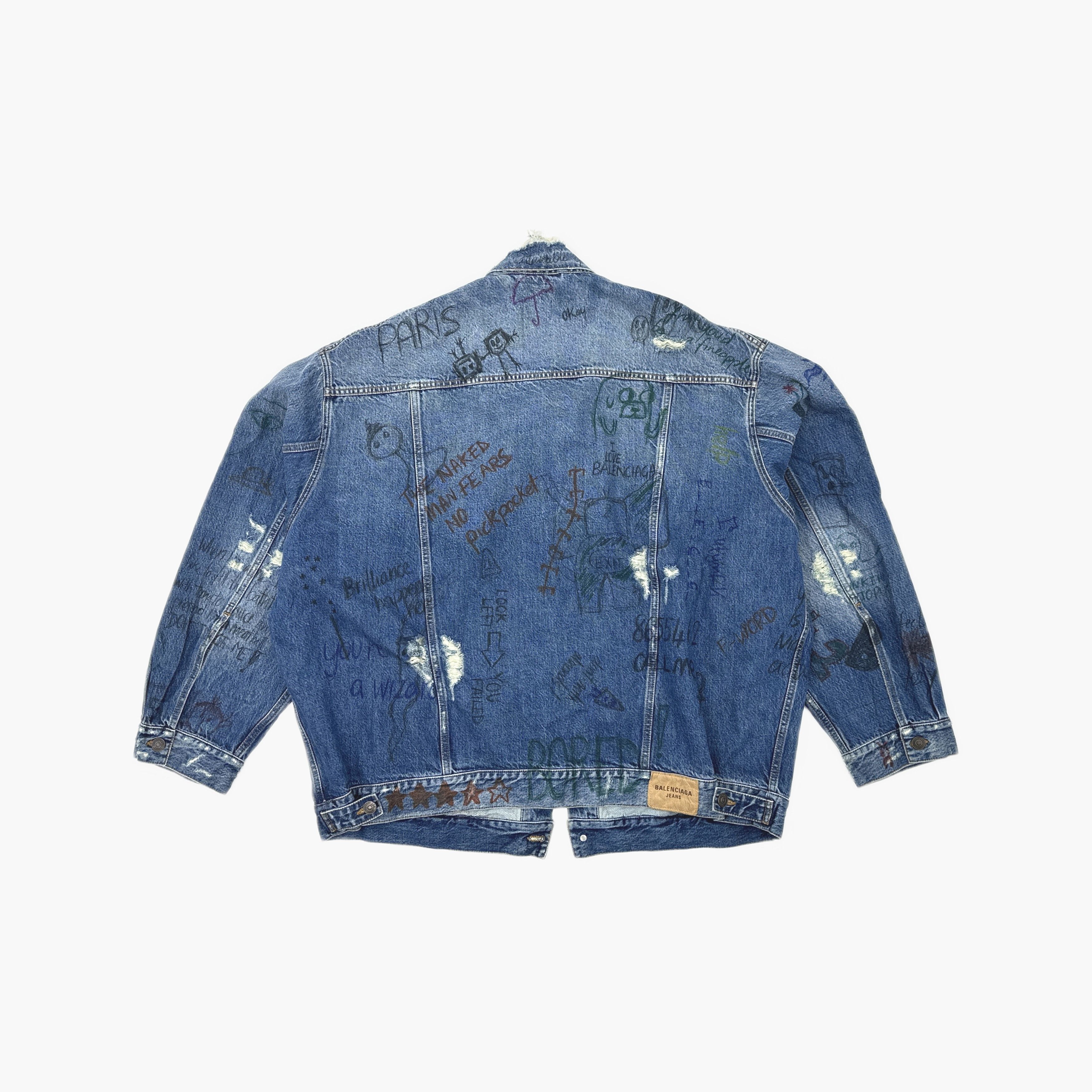 Balenciaga Balenciaga Graffiti Print Denim Jacket Size 3 Size US L / EU 52-54 / 3 - 3 Thumbnail