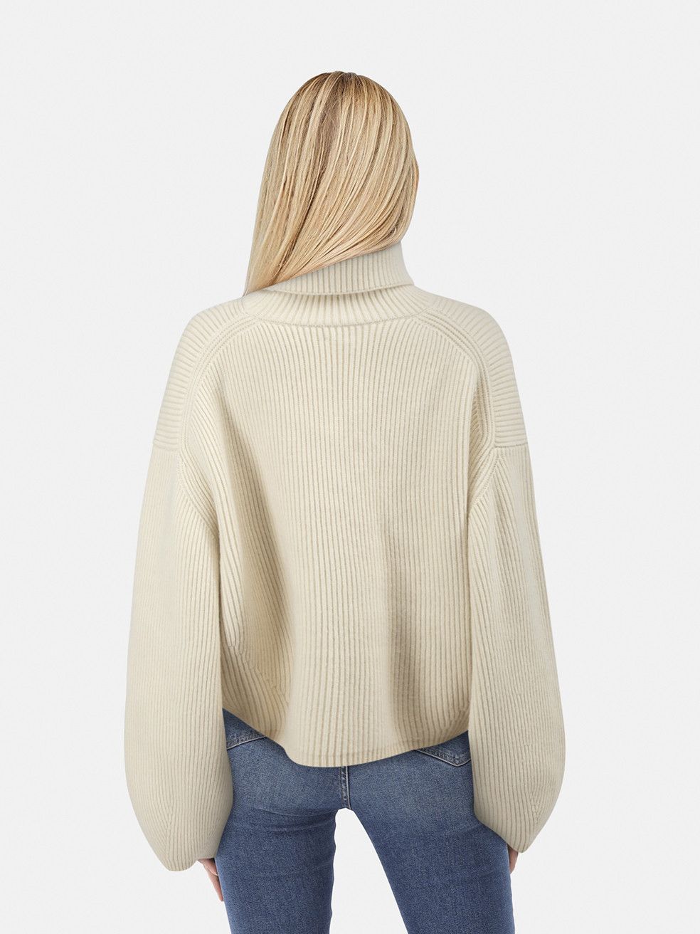 Toteme Beige Wool Ribbed Turtleneck Jumper Size XL / US 12-14 / IT 48-50 - 2 Thumbnail