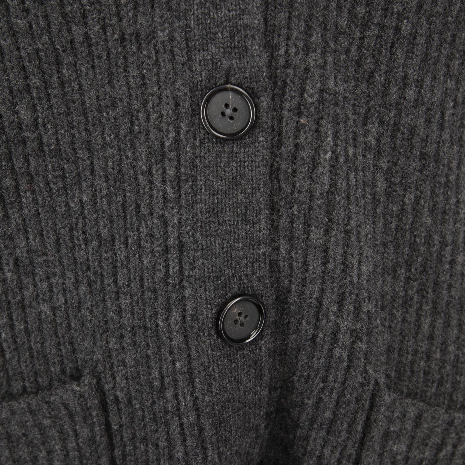 Toteme Grey Ribbed Wool Cardigan Size XL / US 12-14 / IT 48-50 - 3 Thumbnail