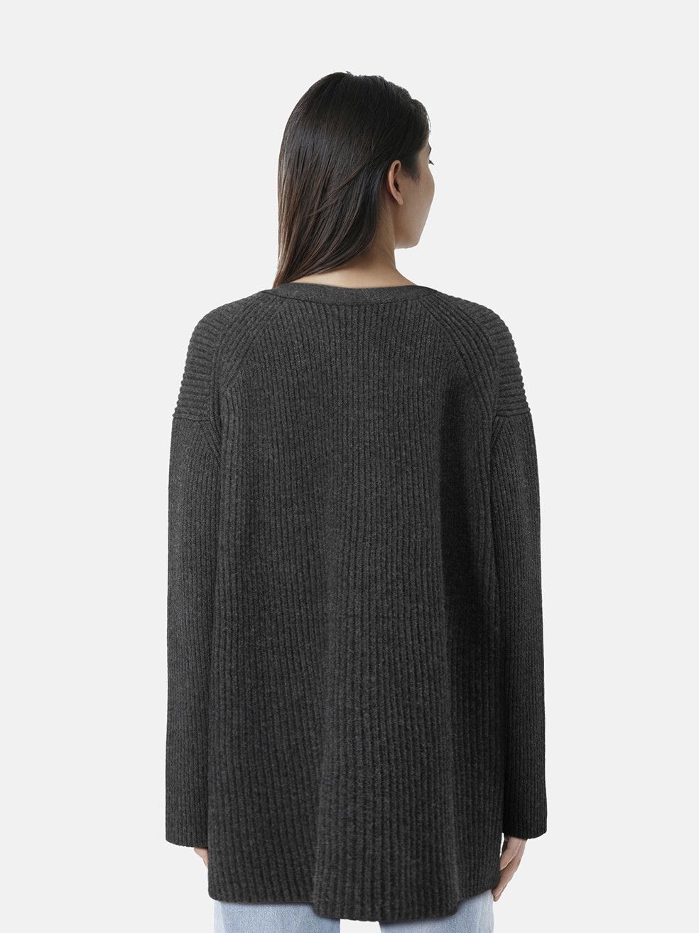 Toteme Grey Ribbed Wool Cardigan Size XL / US 12-14 / IT 48-50 - 2 Thumbnail