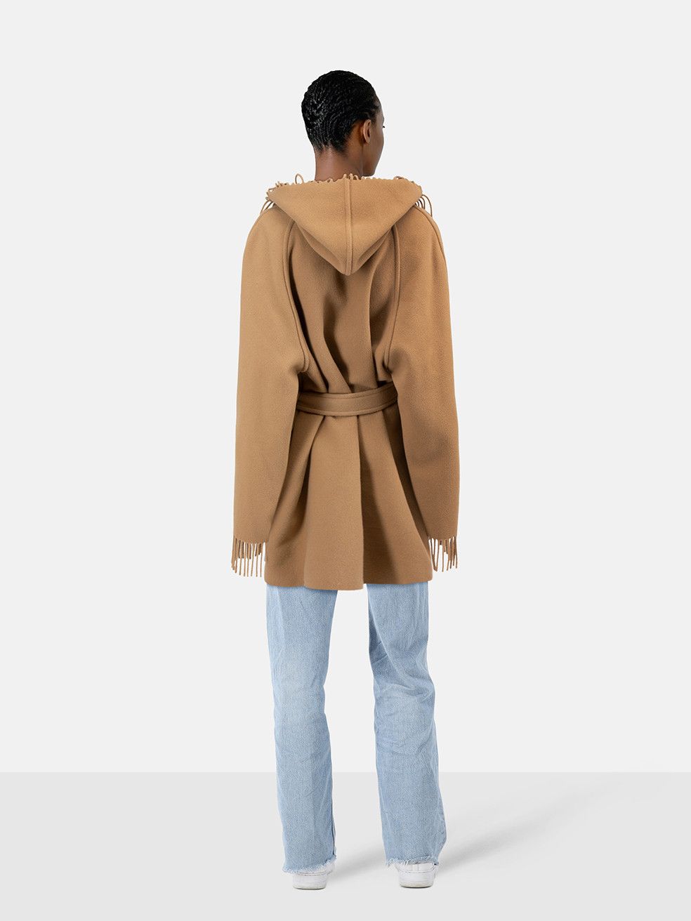 Balenciaga Brown Wool Fringed Hooded Jacket Size L / US 10 / IT 46 - 2 Thumbnail