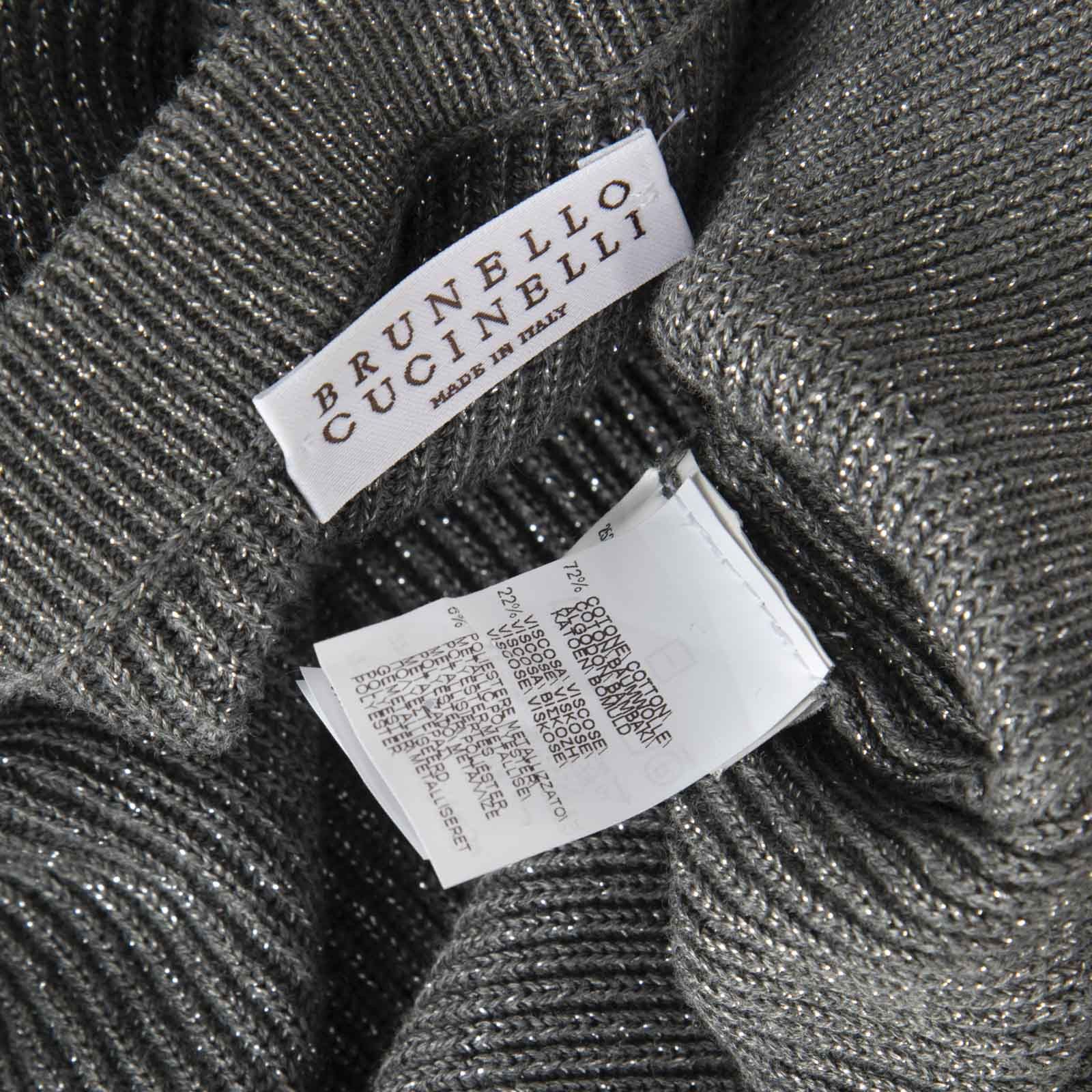 Brunello Cucinelli Grey Sparkly Knit Top Size XXL / US 16-18 / IT 52-54 - 4 Thumbnail