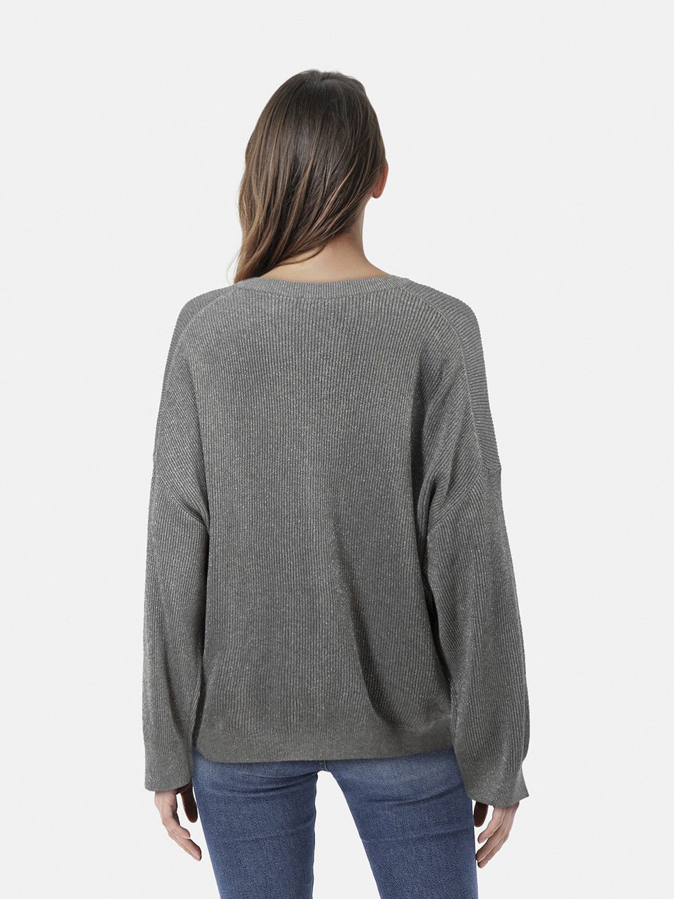 Brunello Cucinelli Grey Sparkly Knit Top Size XXL / US 16-18 / IT 52-54 - 2 Thumbnail