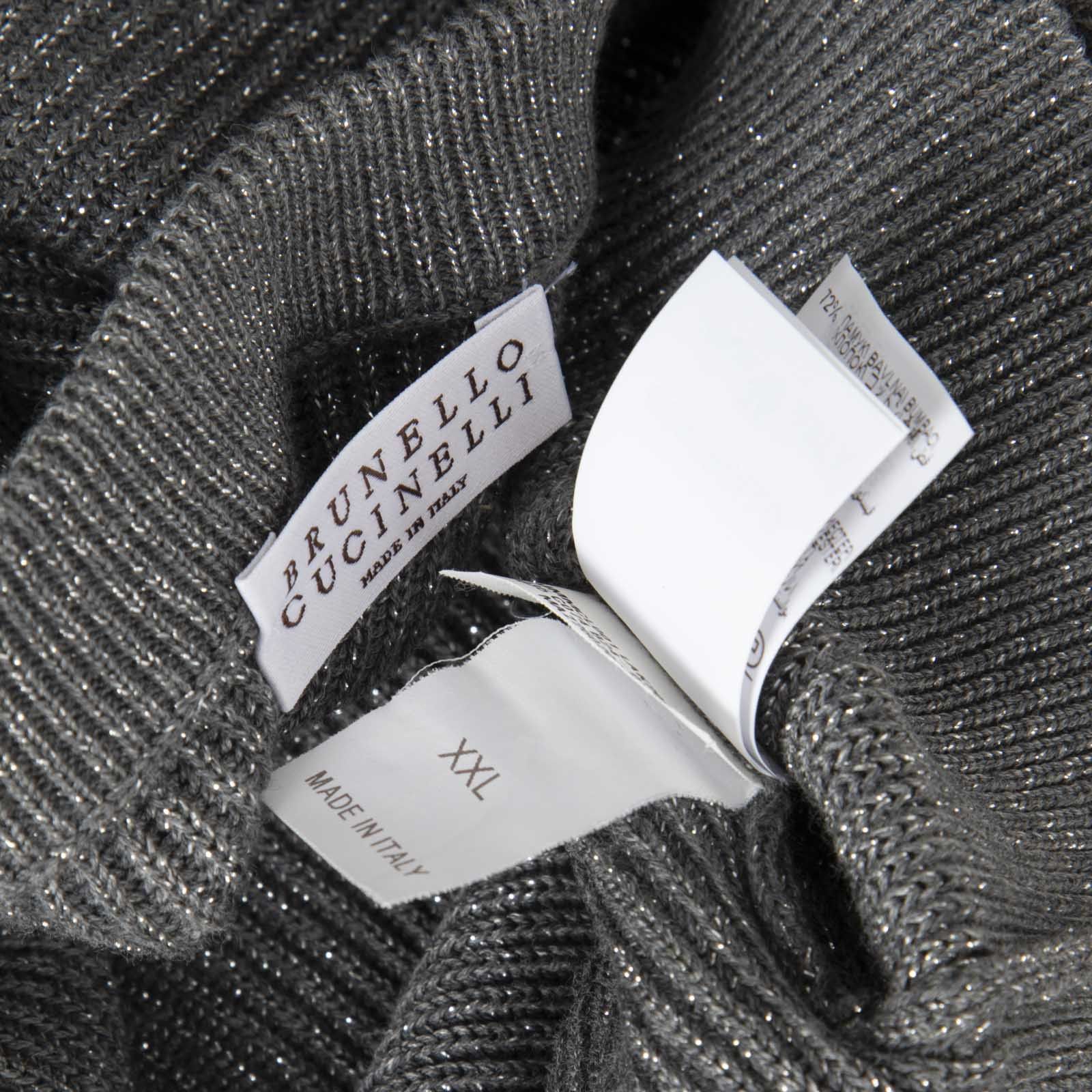 Brunello Cucinelli Grey Sparkly Knit Top Size XXL / US 16-18 / IT 52-54 - 5 Thumbnail