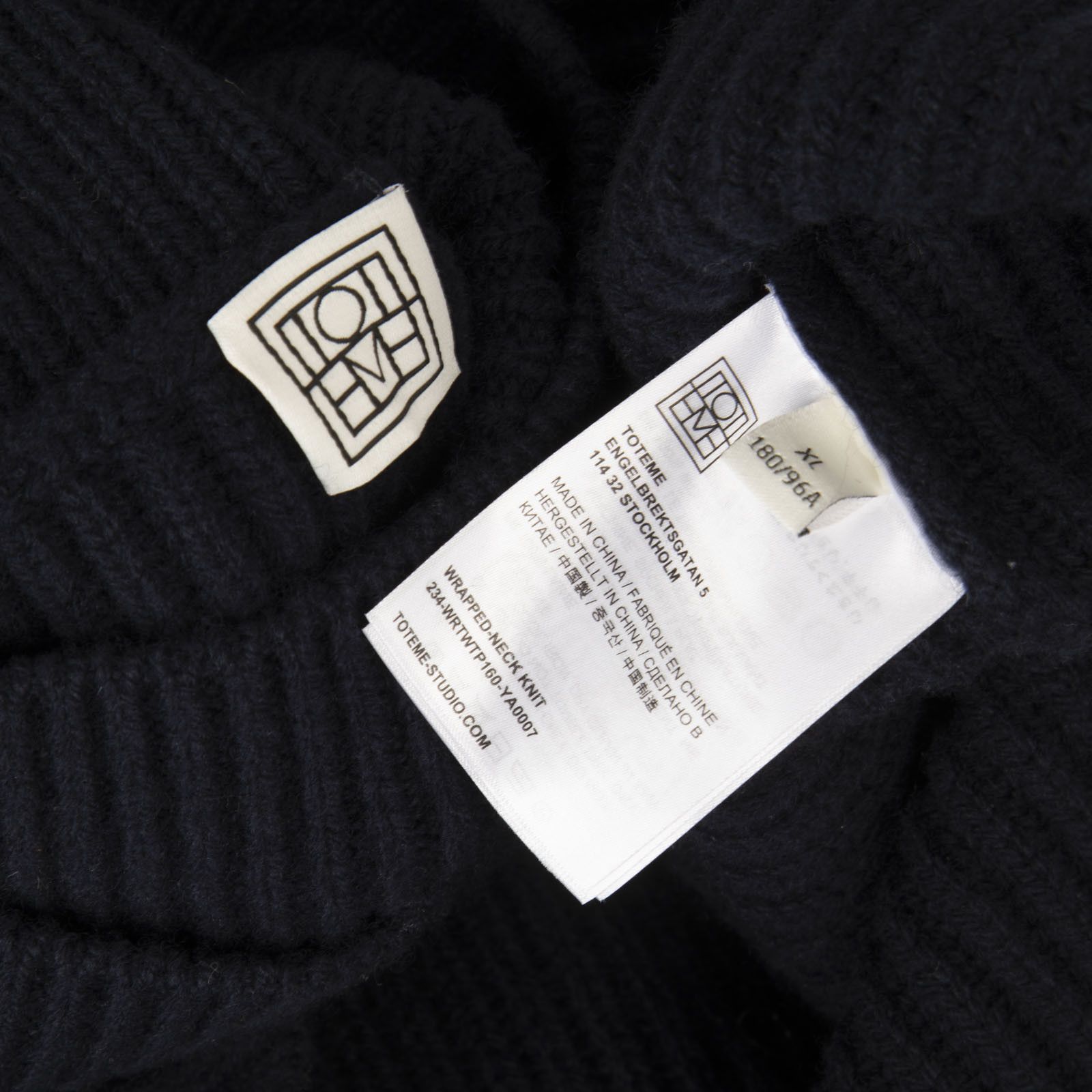 Toteme Navy Wrapped Neck Knit Jumper Size XL / US 12-14 / IT 48-50 - 4 Thumbnail