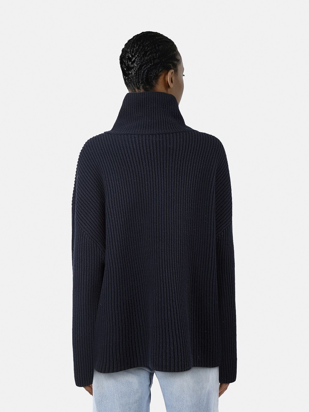 Toteme Navy Wrapped Neck Knit Jumper Size XL / US 12-14 / IT 48-50 - 2 Thumbnail