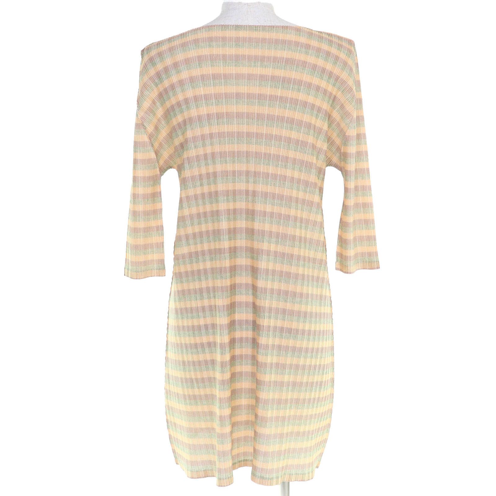 Issey Miyake Issey Miyake Pleats Please Issey Miyake Pleated Striped Mini Dress Textile Dresses PP41-FT355 DUTY FREE for USA Size ONE SIZE - 3 Thumbnail