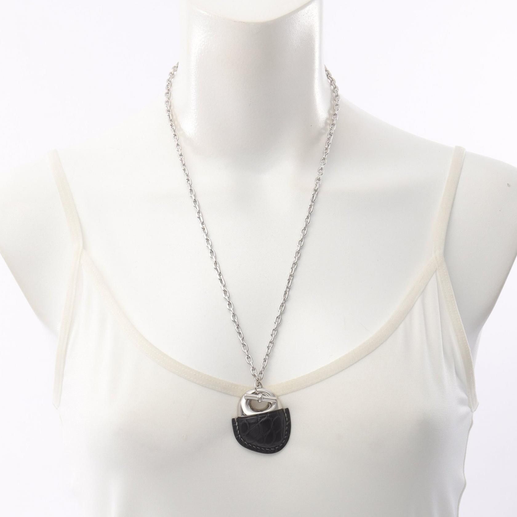 Hermes Hermes Hermes Gale Gene Stainless Steel Leather Necklace Metal Necklace DUTY FREE for USA Size ONE SIZE - 6 Thumbnail