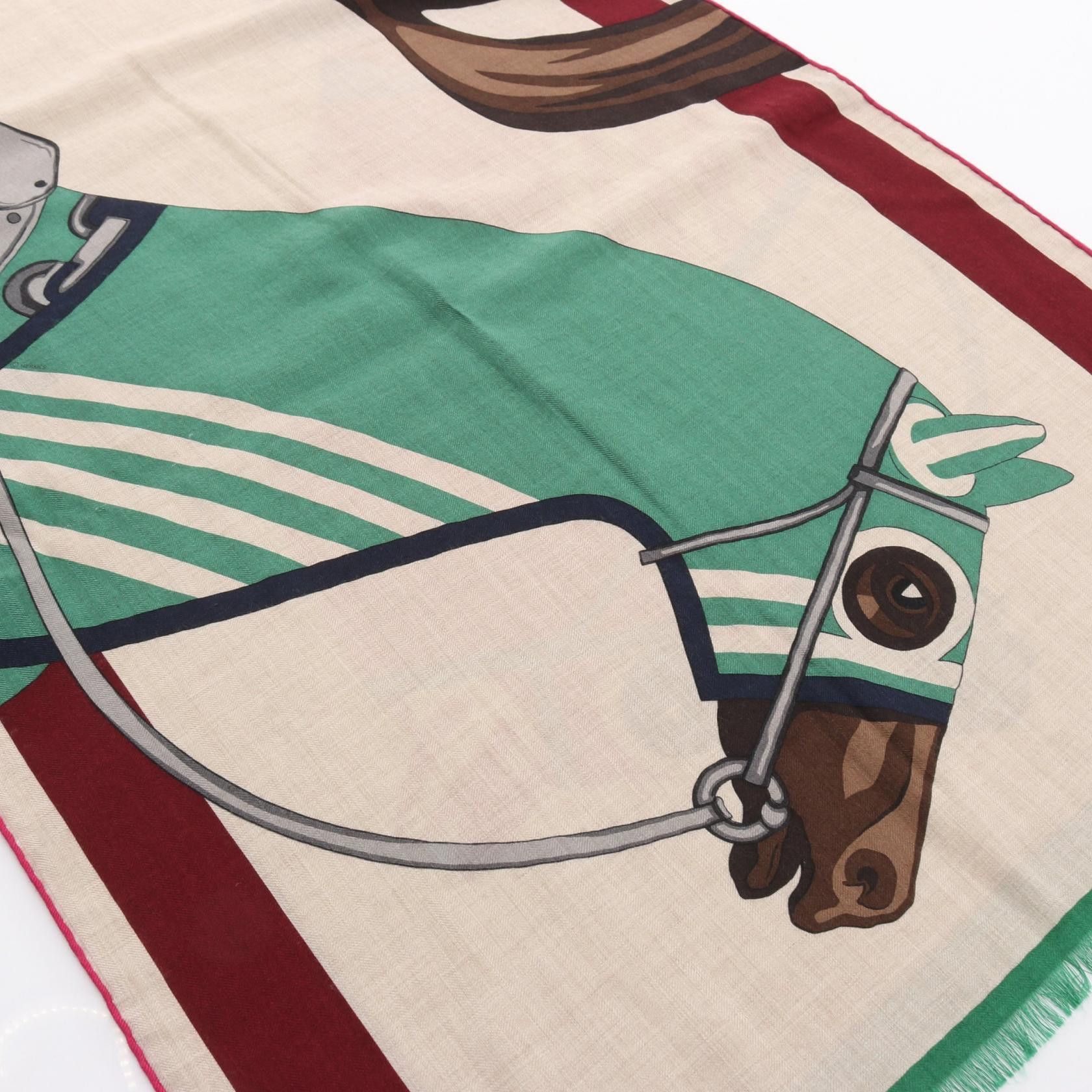 Hermes Hermes Hermes Cheval a la Couverture Cashmere Silk Stole Textile Shawl DUTY FREE for USA Size ONE SIZE - 2 Thumbnail