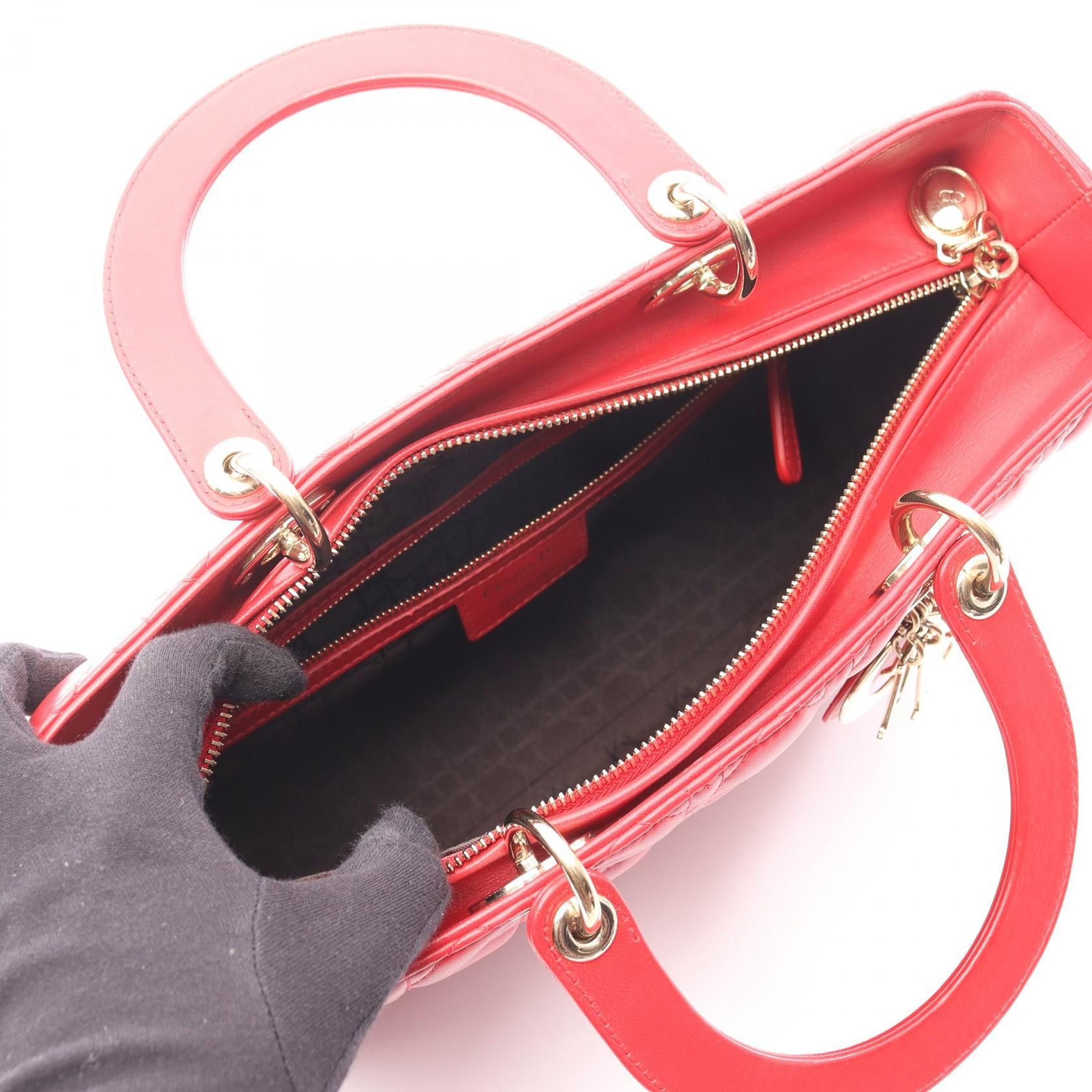 Dior Dior Dior LADY DIOR Leather Handbag Leather Handbag M0566ONGE-M52R DUTY FREE for USA Size ONE SIZE - 3 Thumbnail