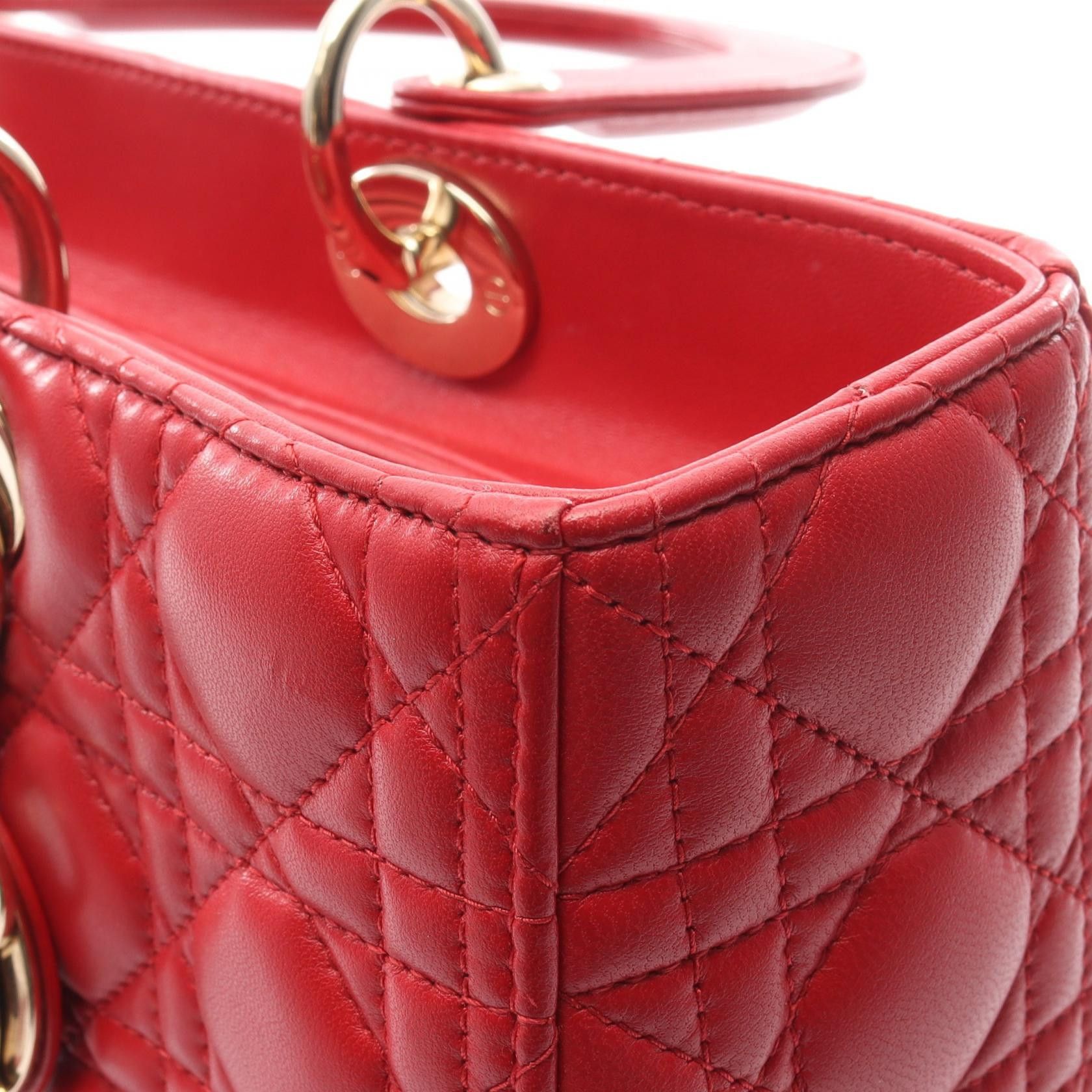 Dior Dior Dior LADY DIOR Leather Handbag Leather Handbag M0566ONGE-M52R DUTY FREE for USA Size ONE SIZE - 8 Thumbnail
