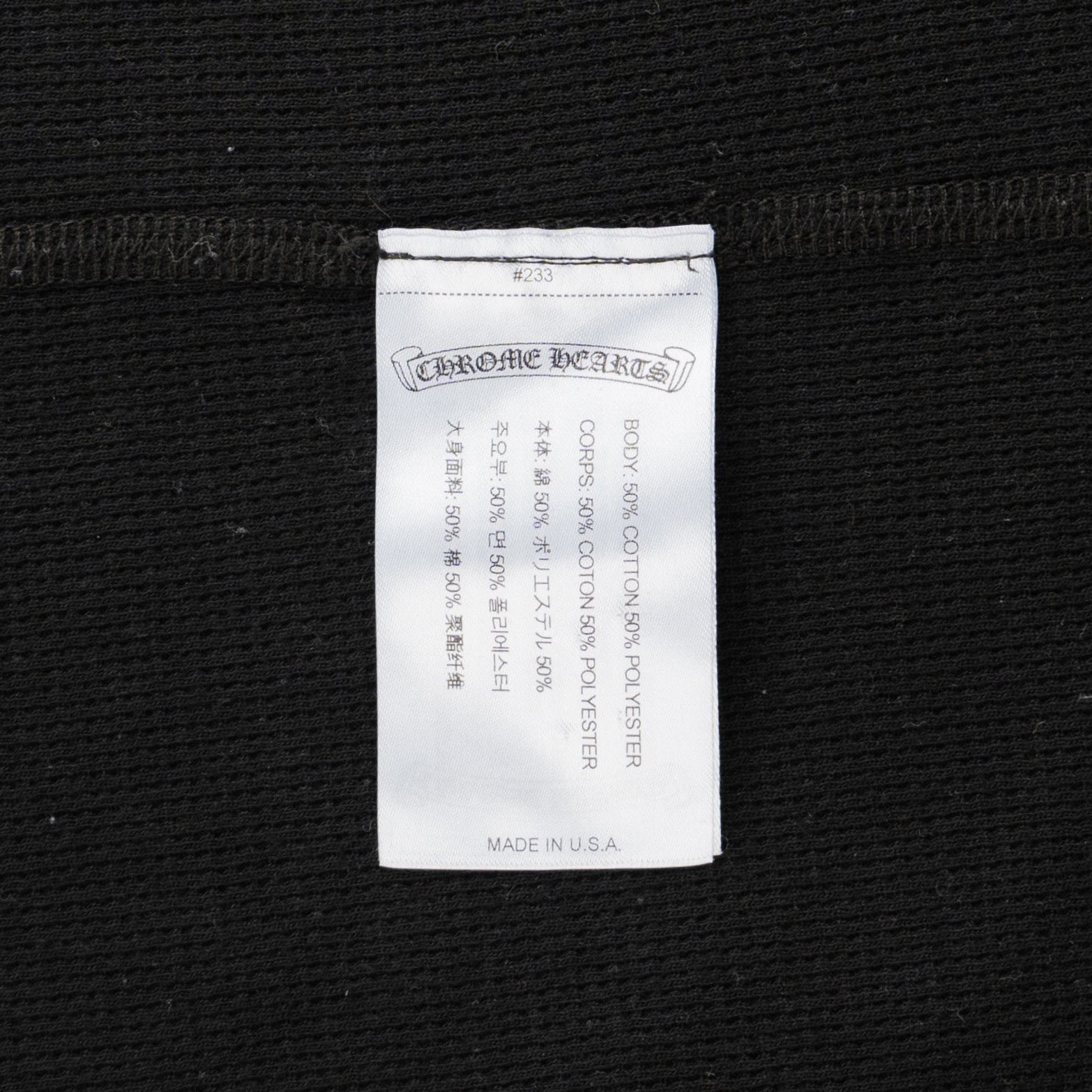 Chrome Hearts Scroll Logo Thermal Long Sleeve Tee Shirt Black White Size US L / EU 52-54 / 3 - 6 Thumbnail