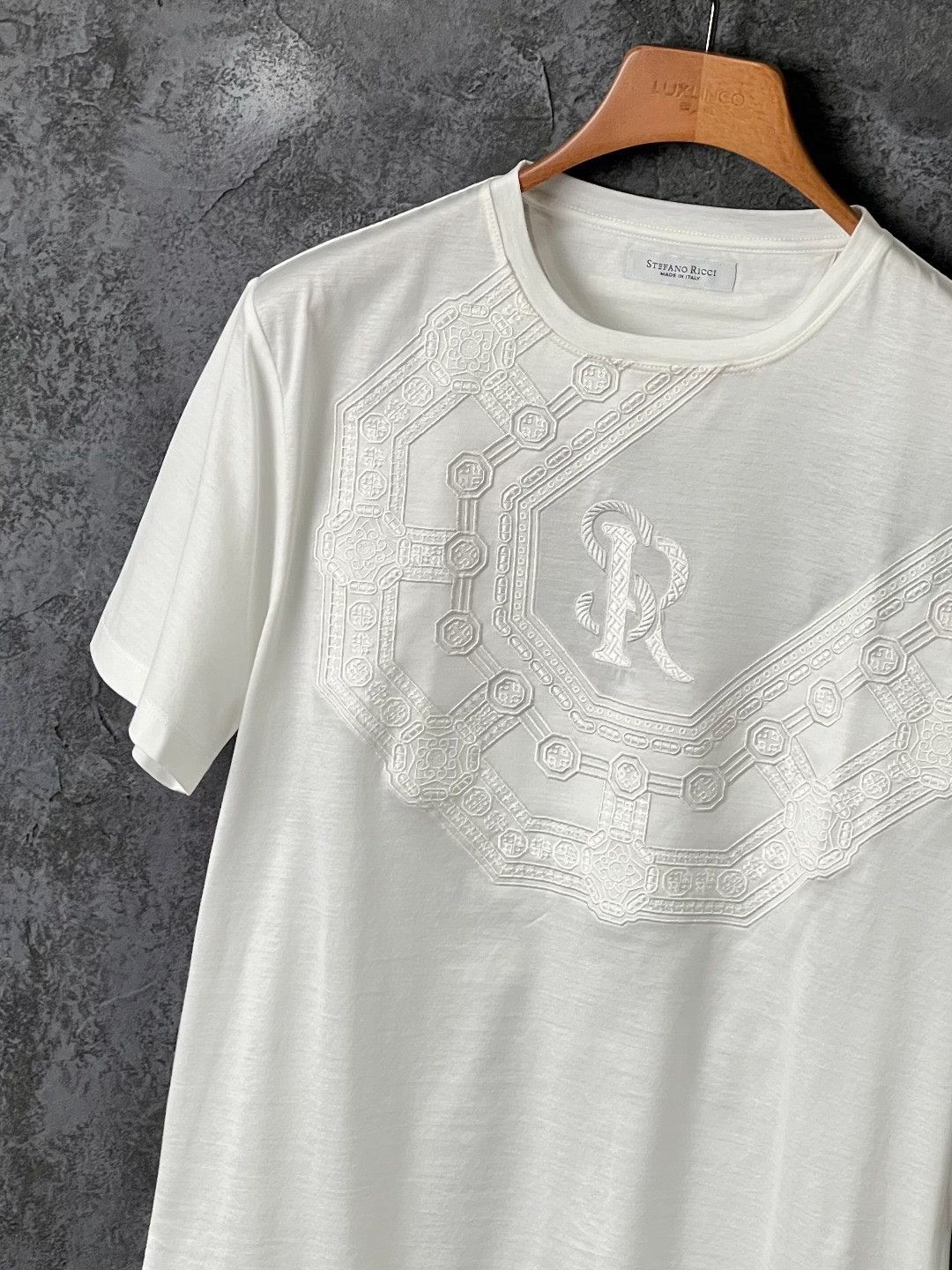 Stefano Ricci Stefano Ricci Cotton Embroidered White T-Shirt m Men Size US M / EU 48-50 / 2 - 4 Thumbnail