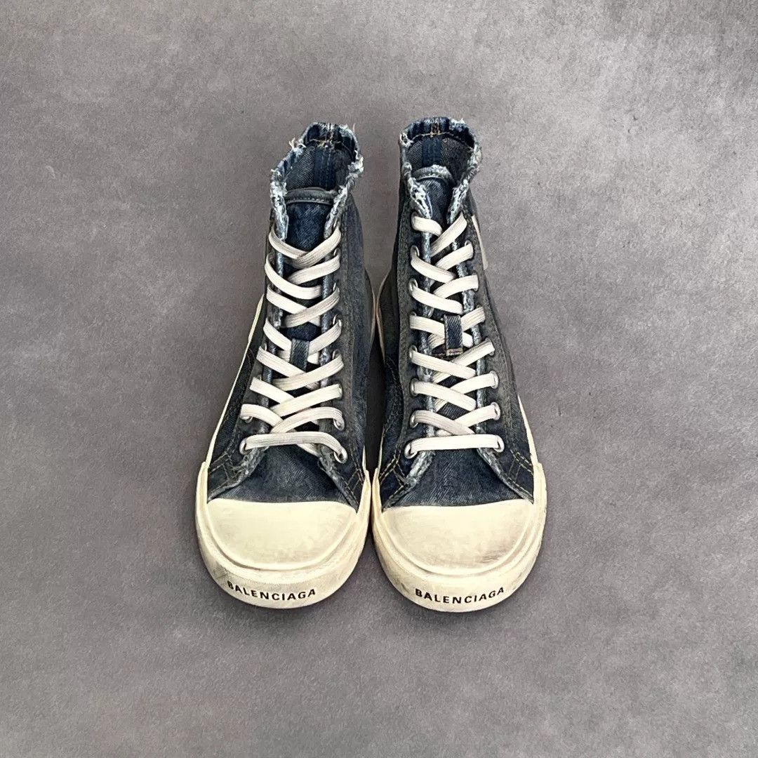 Balenciaga Balenciaga Denim Blue Hitop Sneakers 9 Men Size US 9 / EU 42 - 2 Thumbnail