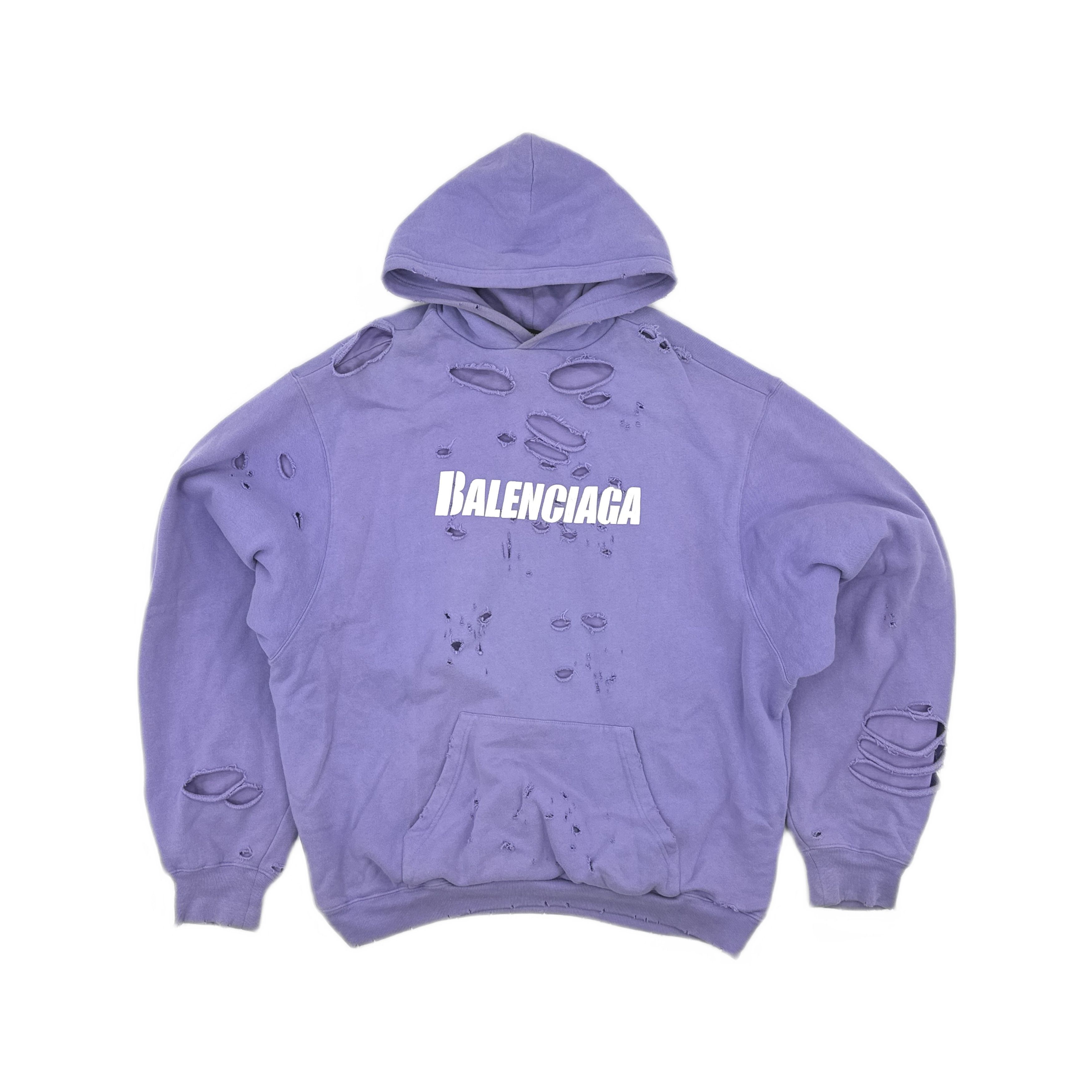 Balenciaga Balenciaga Distressed Logo Hoodie XXS Size US XXS / EU 40 - 2 Thumbnail