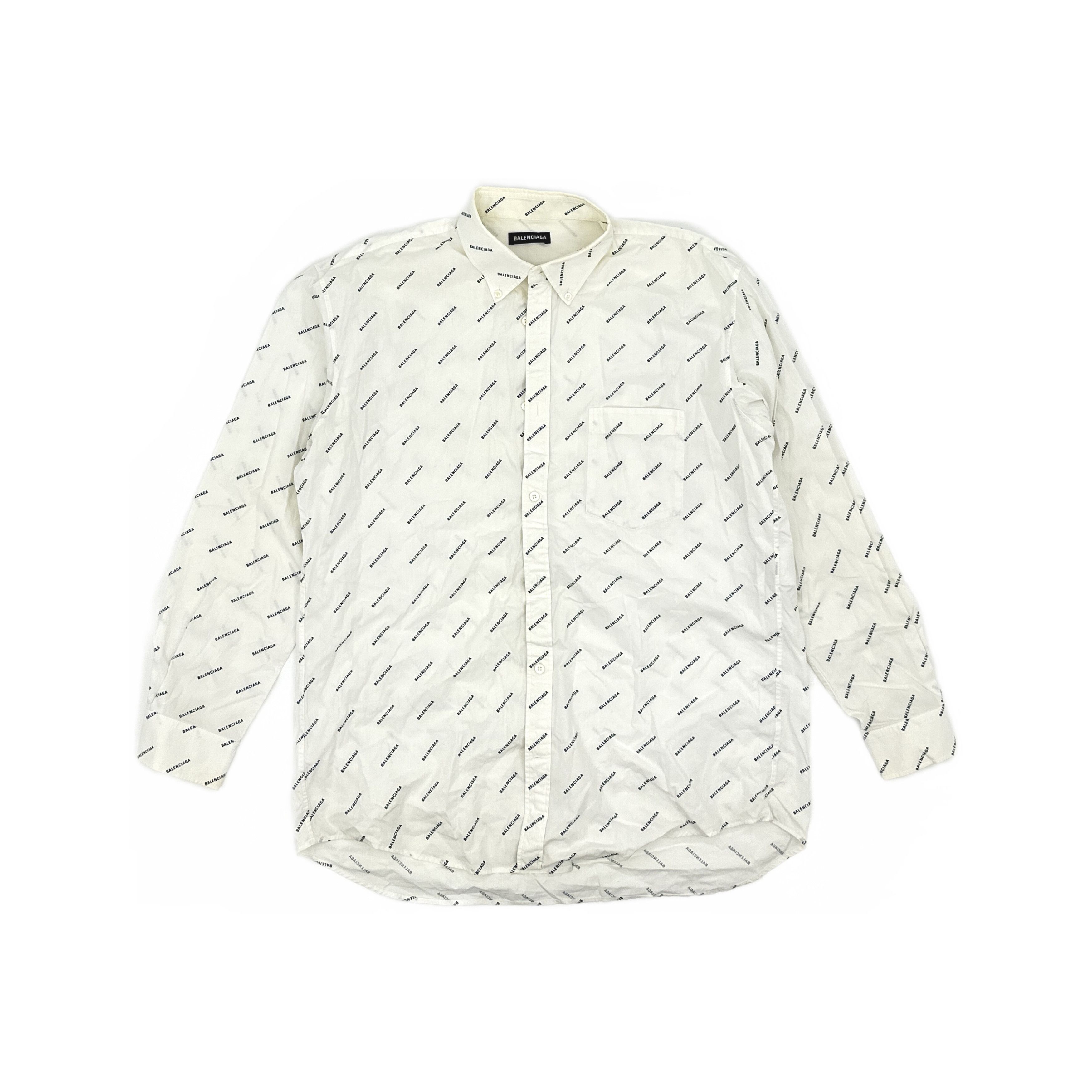 Balenciaga Balenciaga All-Over Logo Long Sleeve Shirt 39 Size US M / EU 48-50 / 2 - 2 Thumbnail