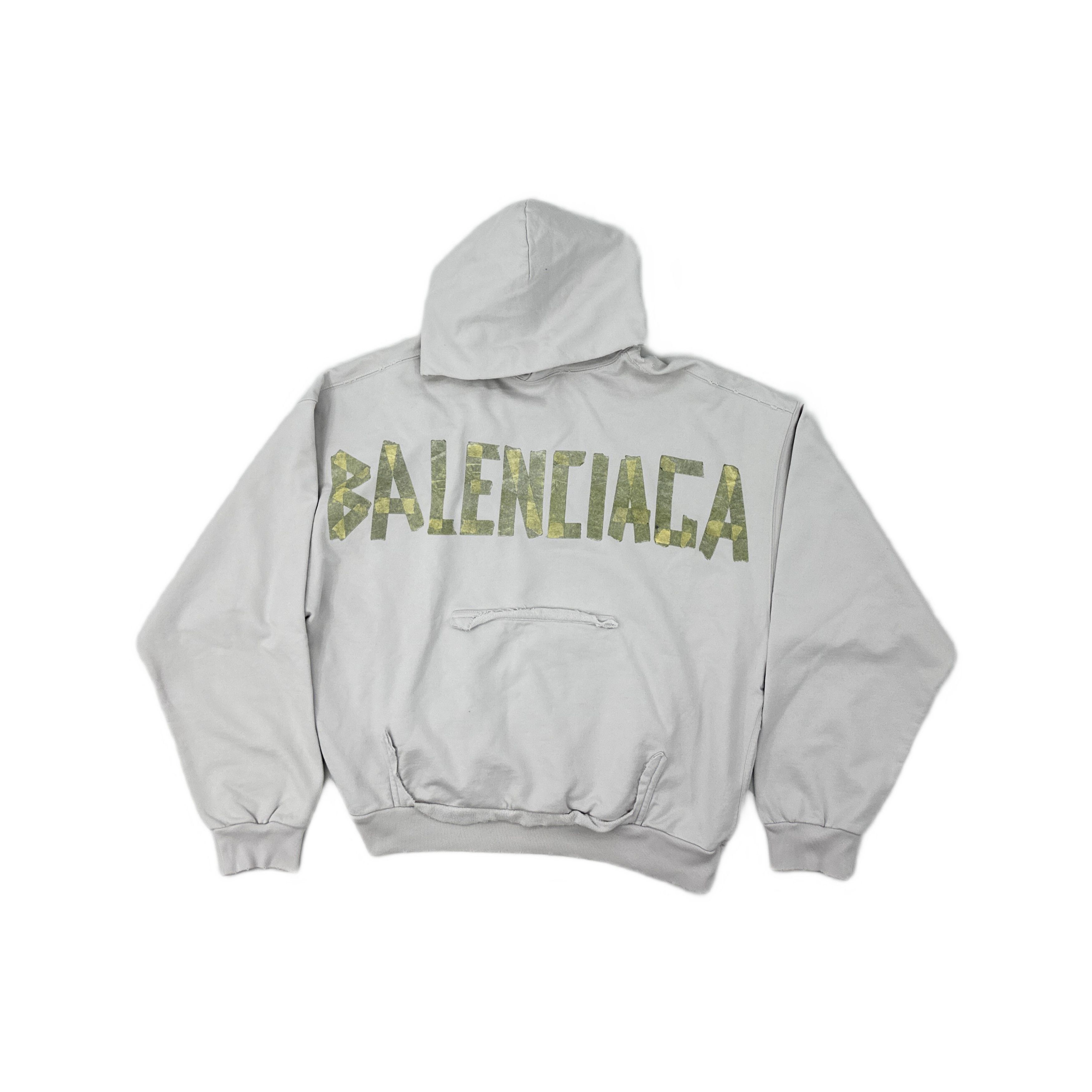 Balenciaga Balenciaga Tape Logo Distressed Hoodie XXS Size US XXS / EU 40 - 2 Thumbnail
