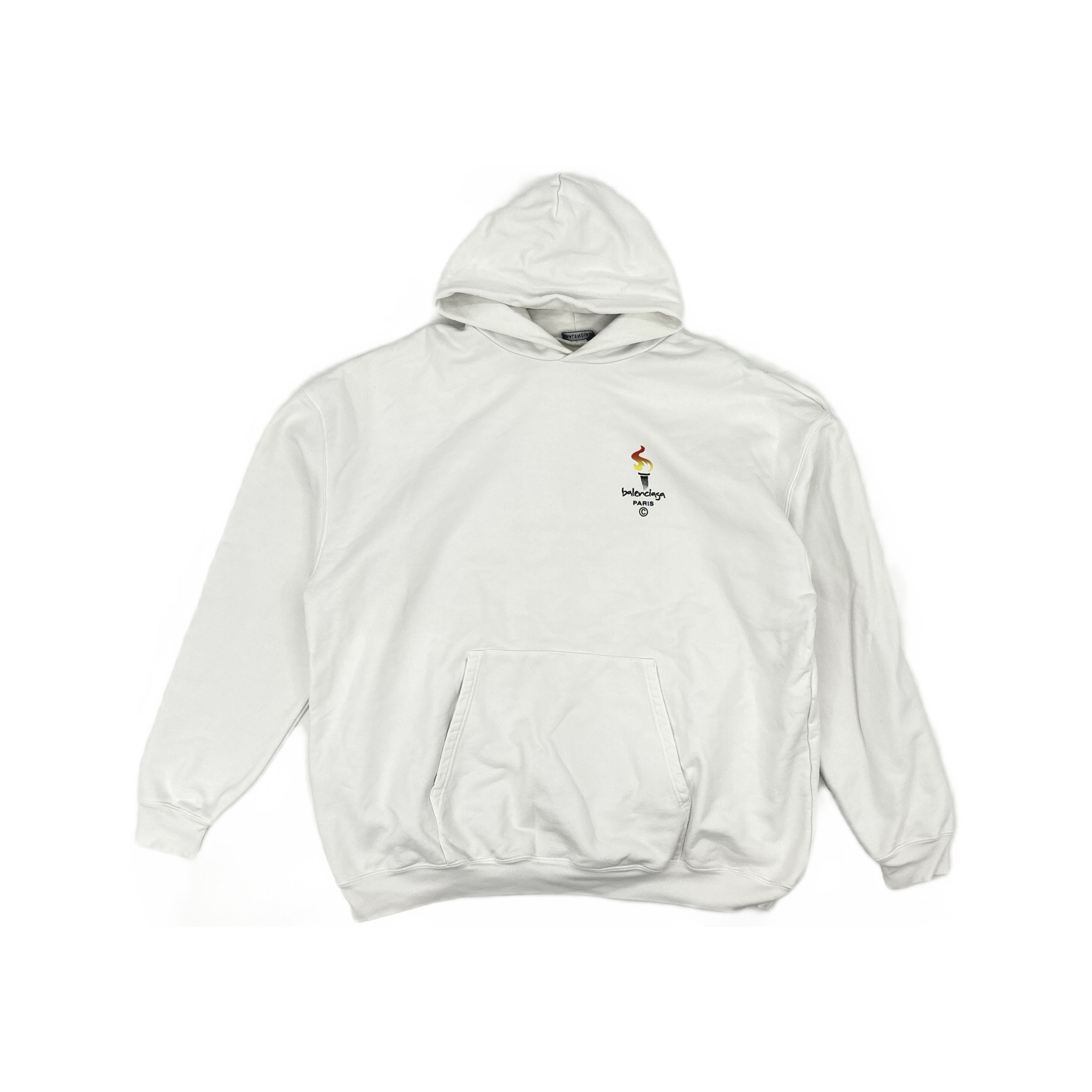 Balenciaga Balenciaga Torch Print Hoodie White Size XXS Size US XXS / EU 40 - 2 Thumbnail