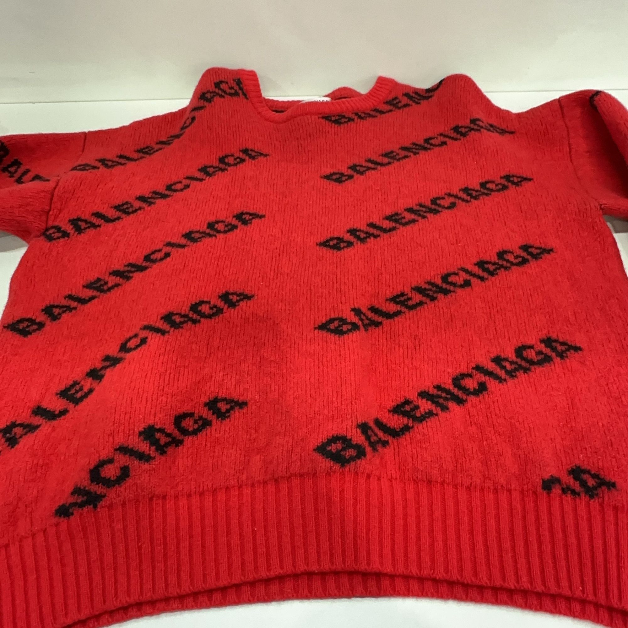 Balenciaga Balenciaga Logo Print Wool Sweater Size M Size US M / EU 48-50 / 2 - 9 Thumbnail