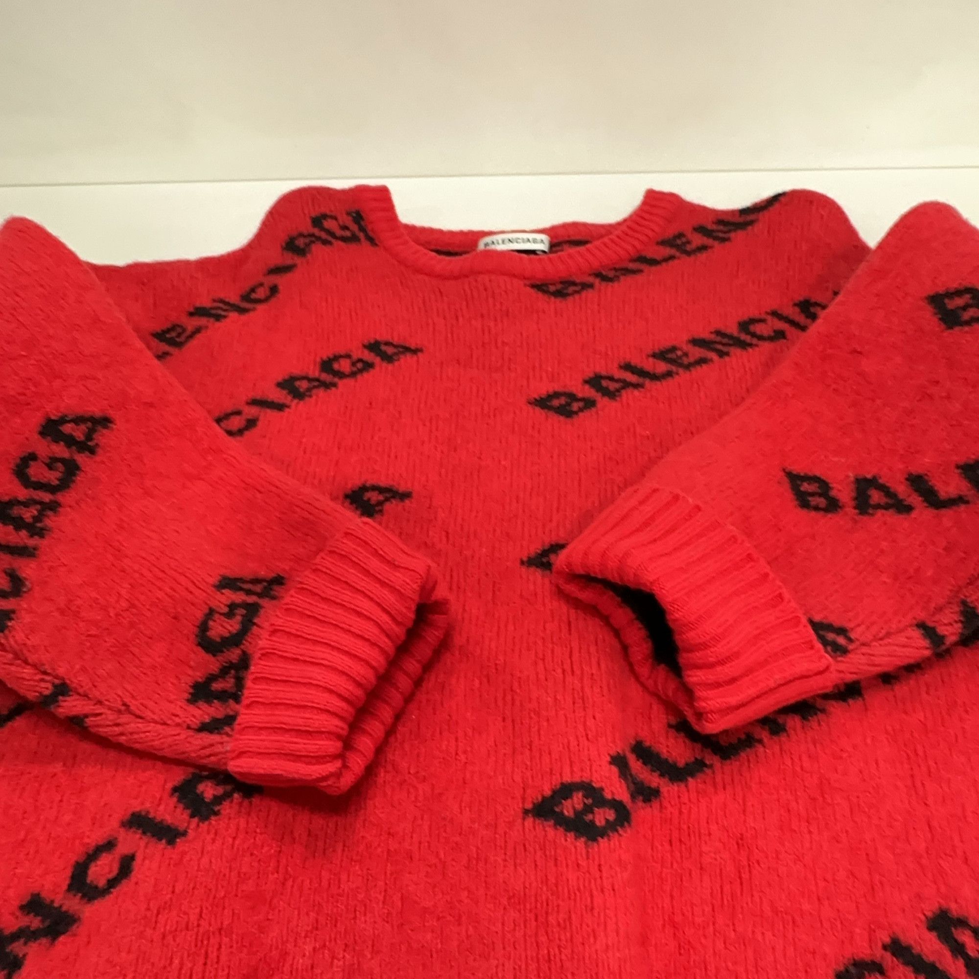 Balenciaga Balenciaga Logo Print Wool Sweater Size M Size US M / EU 48-50 / 2 - 7 Thumbnail