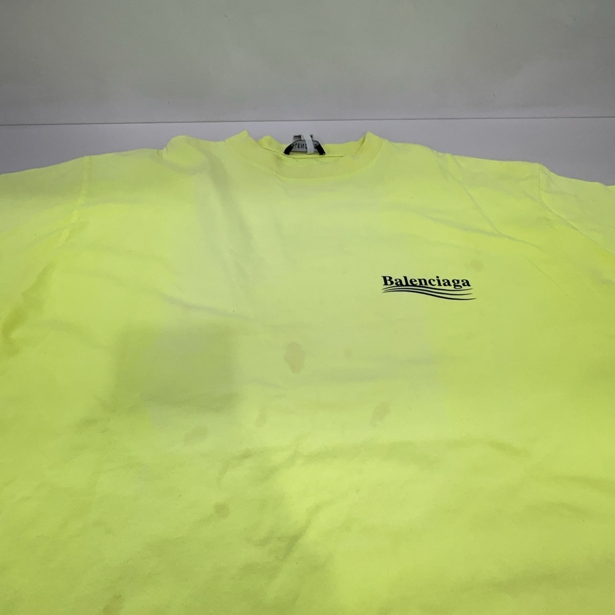 Balenciaga Balenciaga Wave Logo Print T-Shirt Yellow S Size US S / EU 44-46 / 1 - 7 Thumbnail