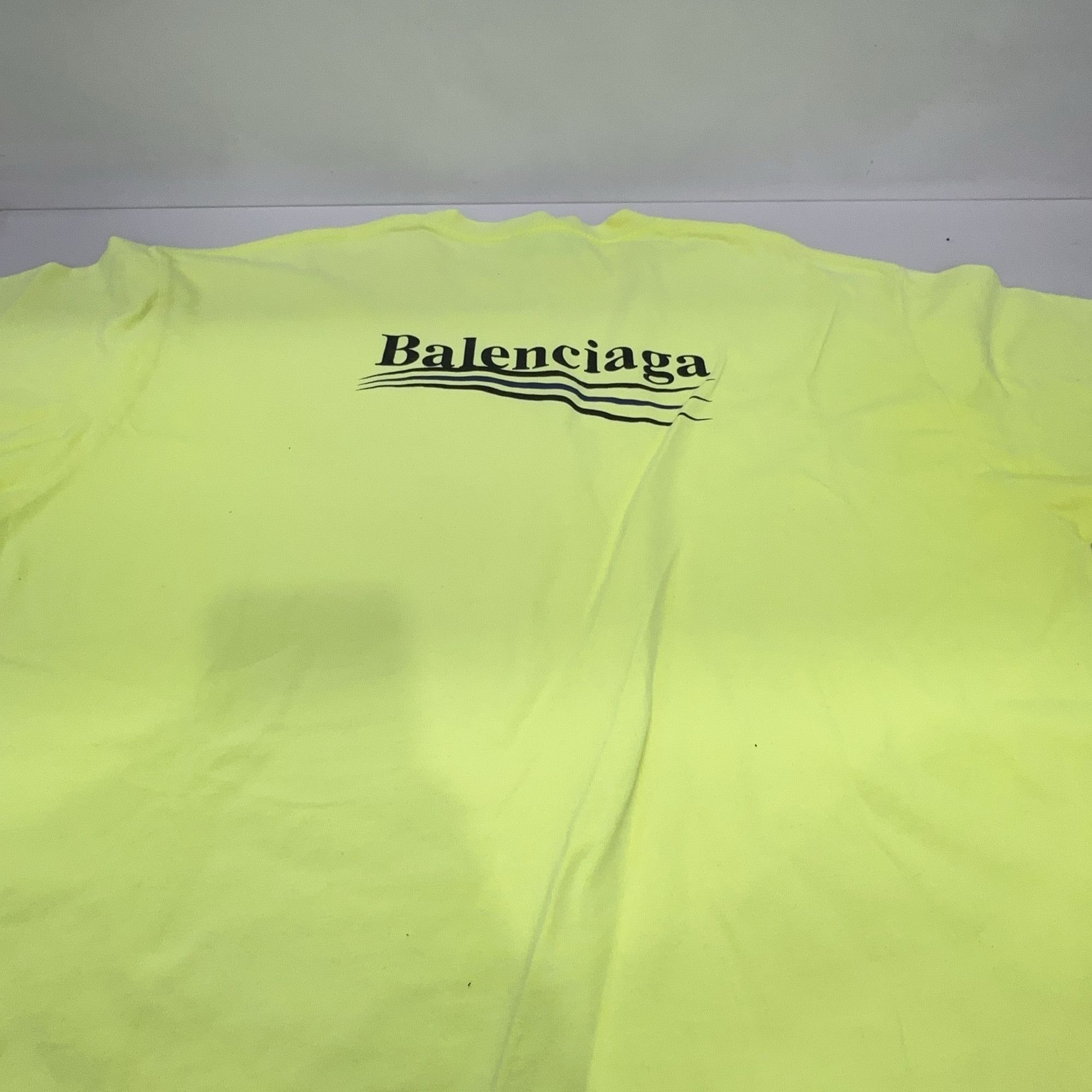 Balenciaga Balenciaga Wave Logo Print T-Shirt Yellow S Size US S / EU 44-46 / 1 - 11 Thumbnail