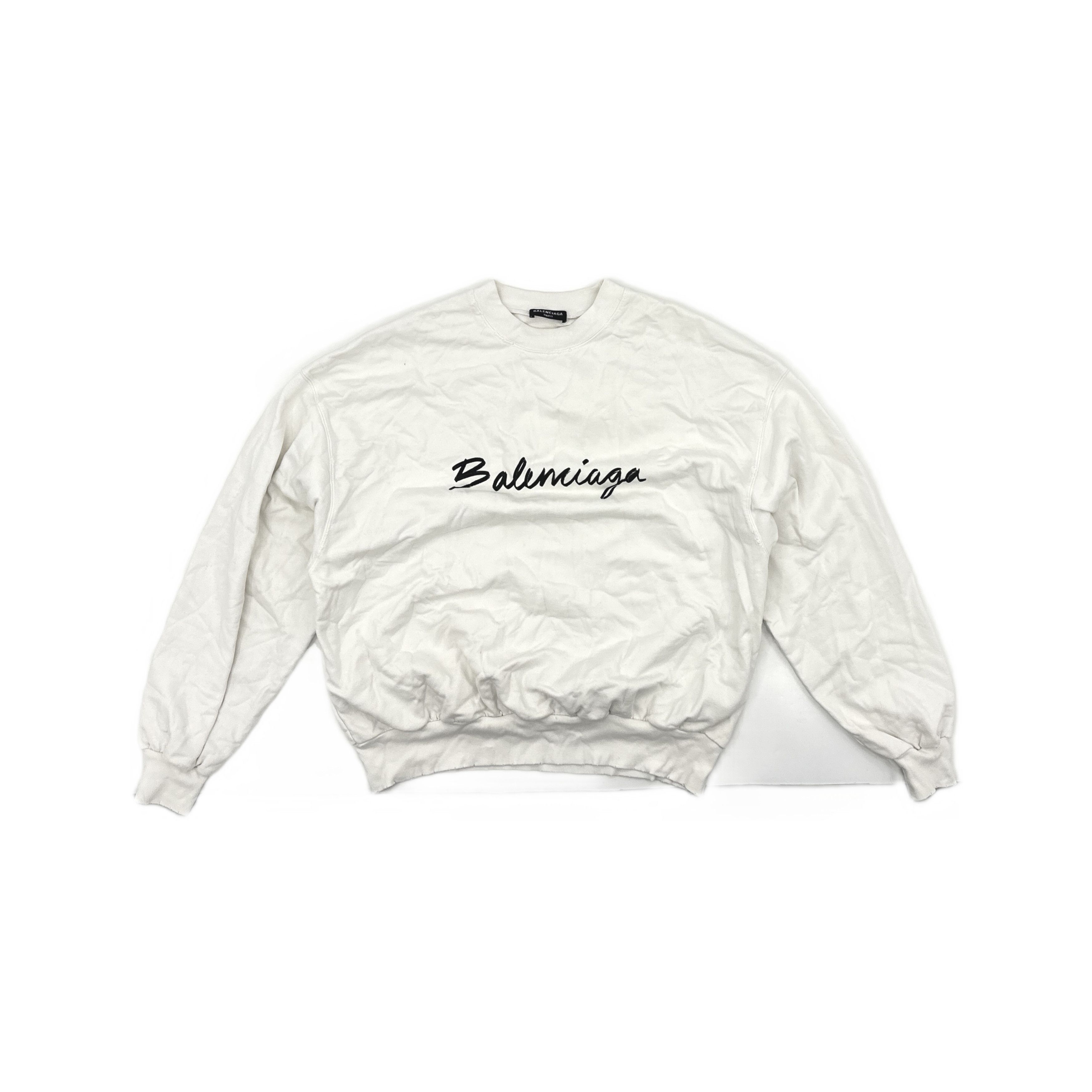 Balenciaga Balenciaga Script Logo Sweatshirt White L Size US L / EU 52-54 / 3 - 2 Thumbnail