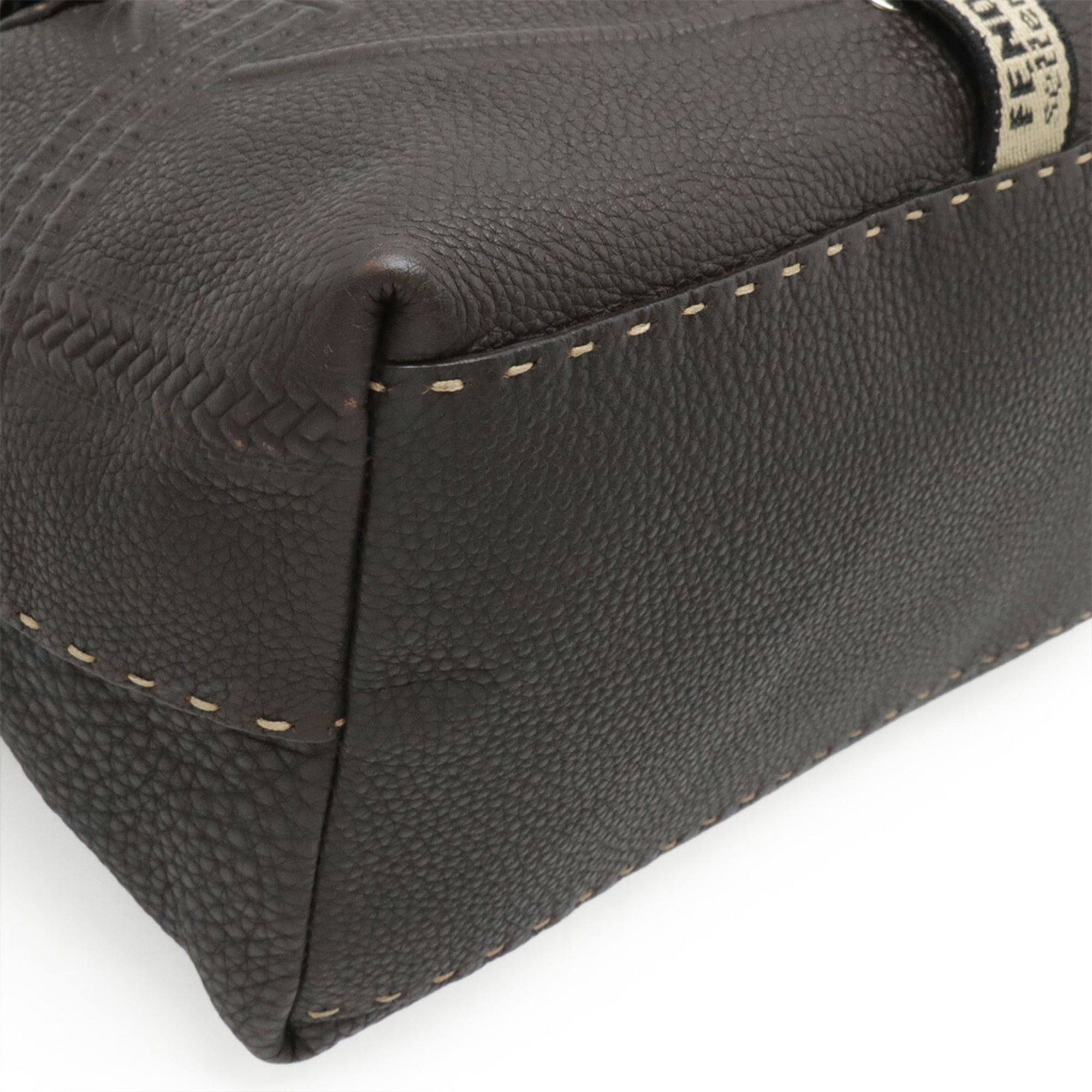 Fendi FENDI Selleria Villa Borghese Handbag, Leather, Dark Brown, 8BN155 Size ONE SIZE - 4 Thumbnail