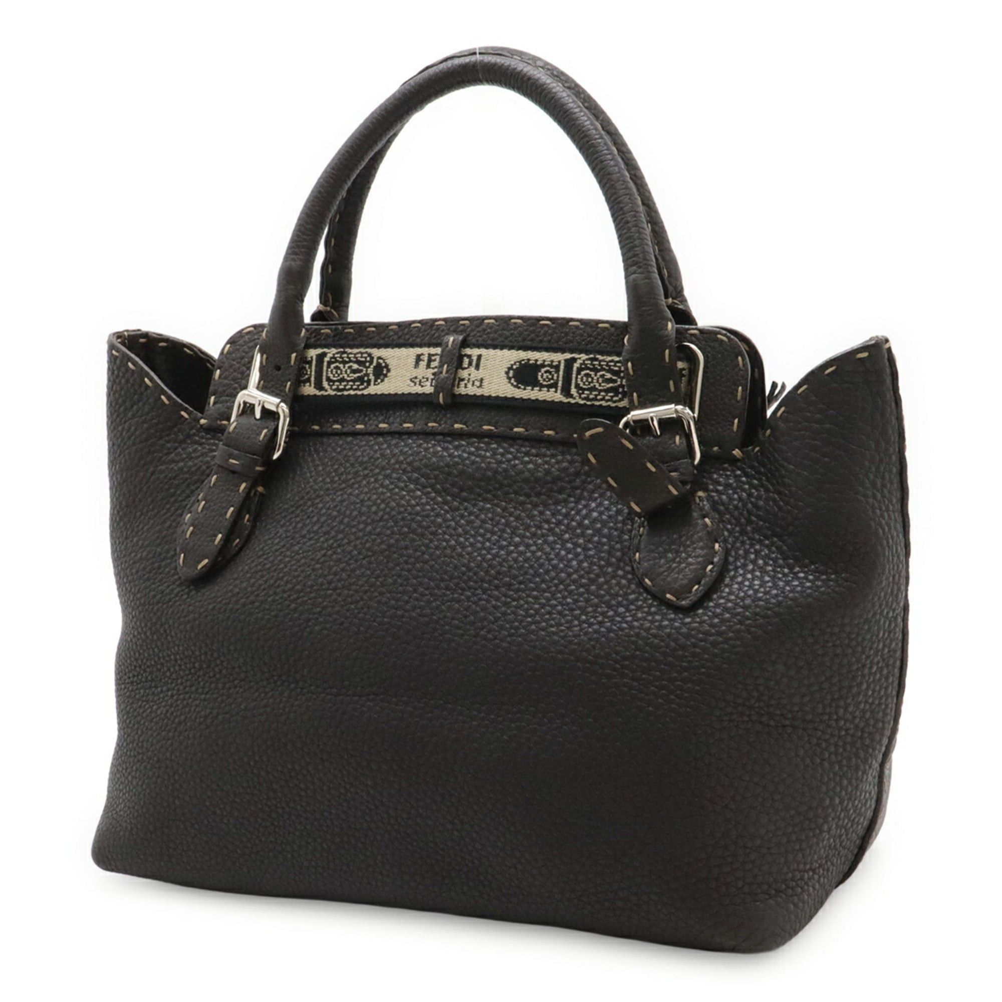 Fendi FENDI Selleria Villa Borghese Handbag, Leather, Dark Brown, 8BN155 Size ONE SIZE - 3 Thumbnail